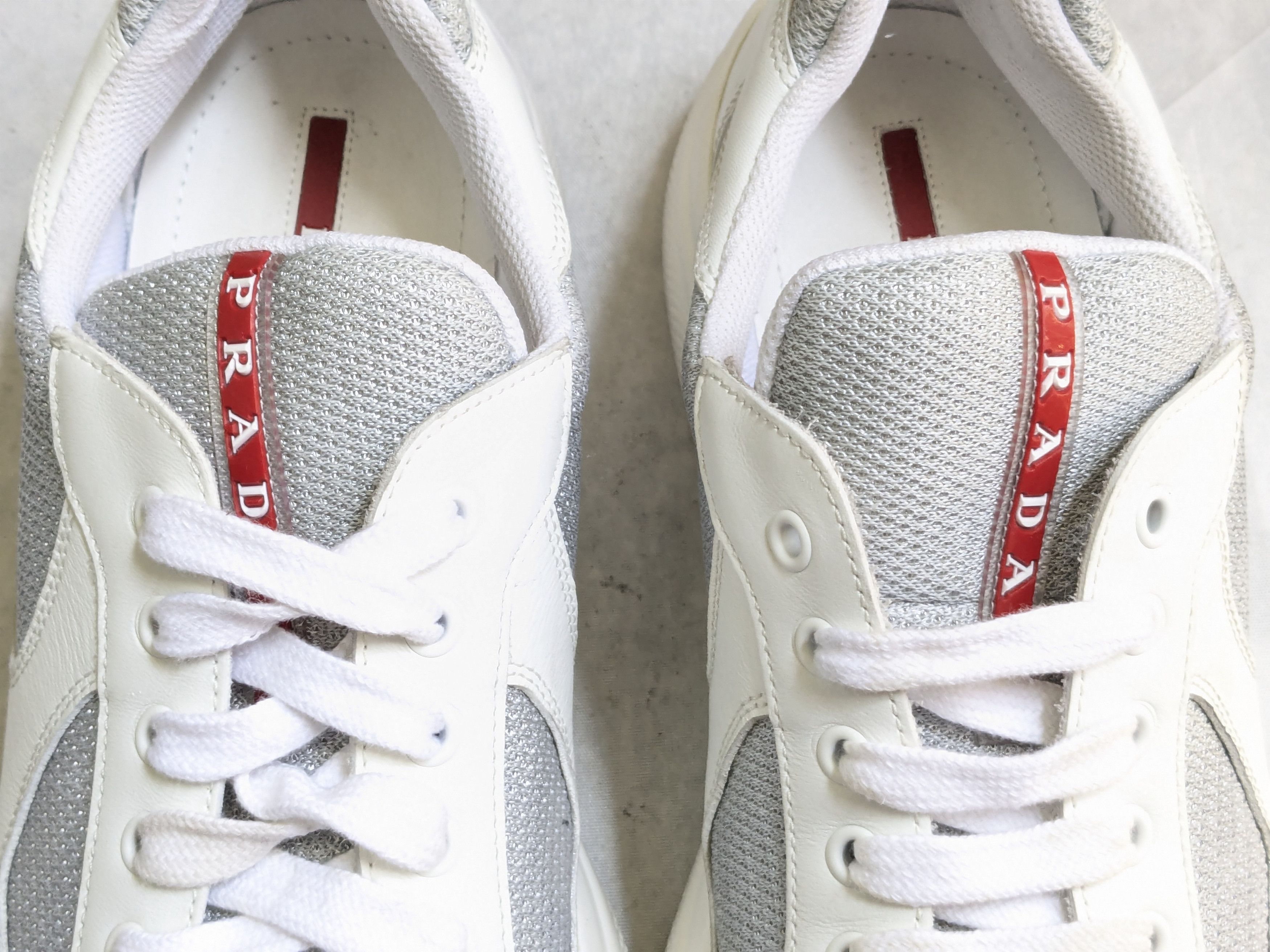 Prada Prada America's Cup Sneakers White 10 Silver Red Low Size US 10 / EU 43 - 5 Thumbnail