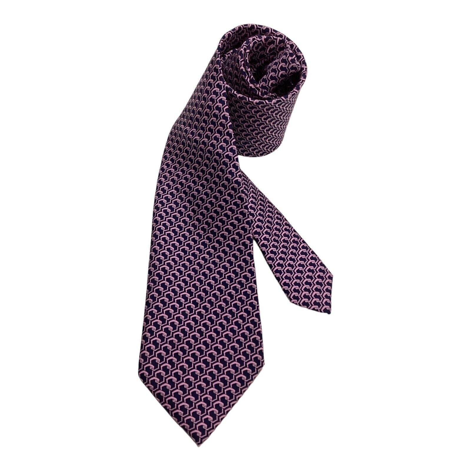Patek Philippe PATEK PHILIPPE Blue Pink Geometric Luxury Designer Silk Tie Size ONE SIZE - 1 Thumbnail