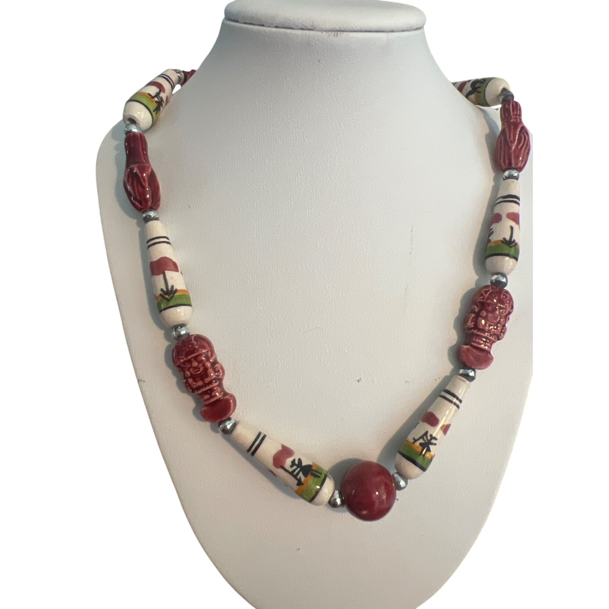 Other Vintage Peruvian Handpainted Ceramic Bead Necklace Llama Owl Size ONE SIZE - 1 Thumbnail
