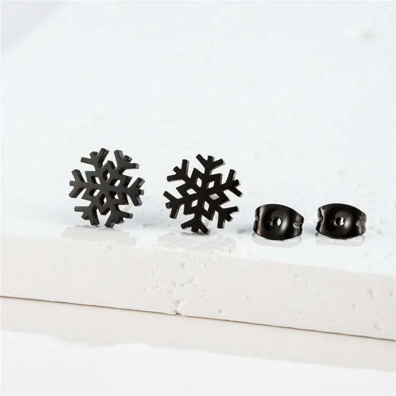 Jewelry Classic Snowflake Mini Stud Earrings Charm Earring Gift Size ONE SIZE - 1 Preview