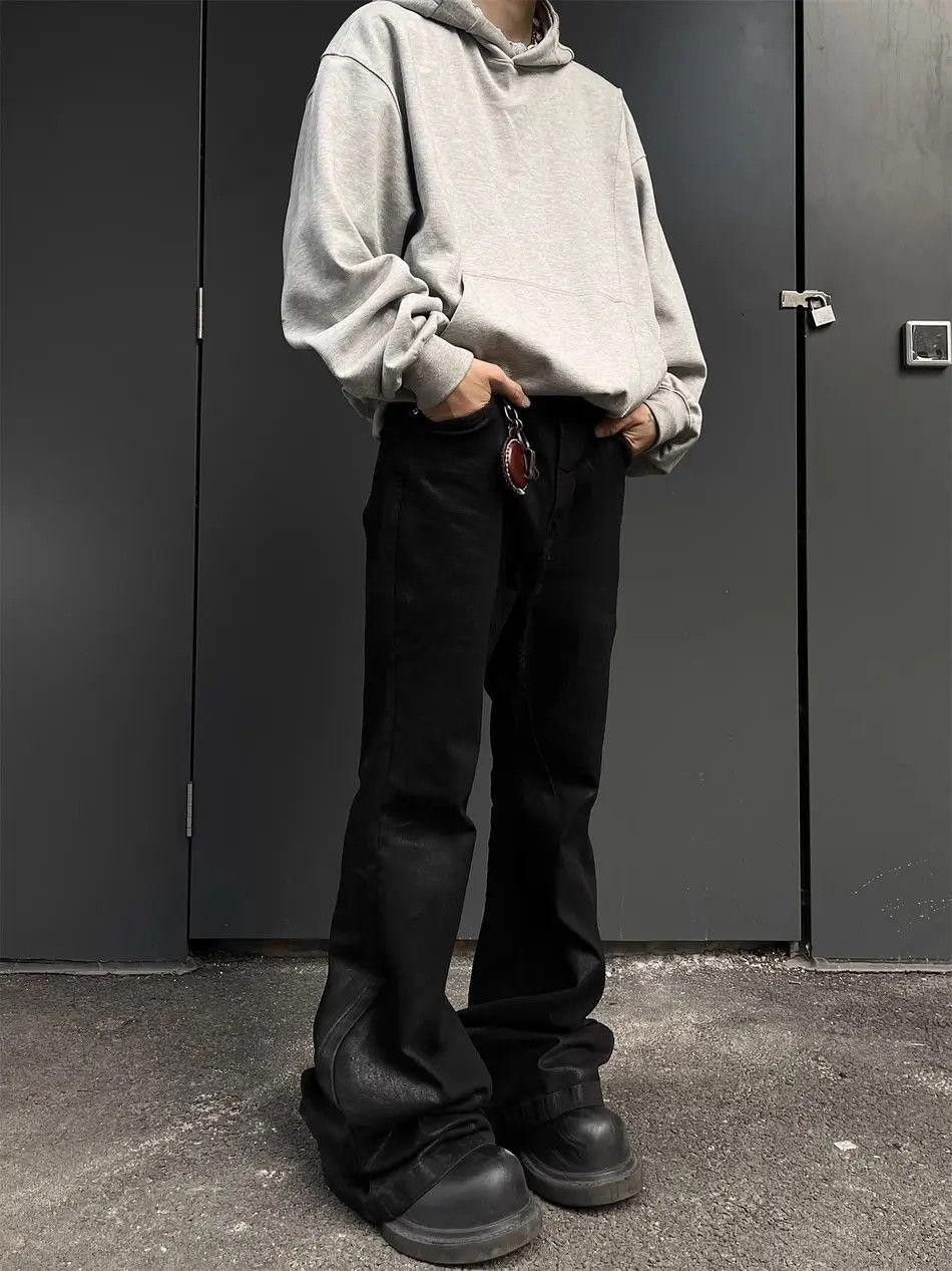 Jean Black Stacked Flare Waxed Denim Jeans Size US 30 / EU 46 - 5 Thumbnail
