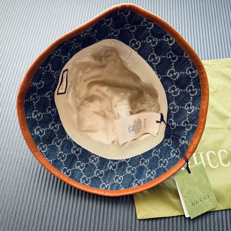 Gucci Gucci SizeL Old flower fabric denim cotton hat Size ONE SIZE - 4 Thumbnail