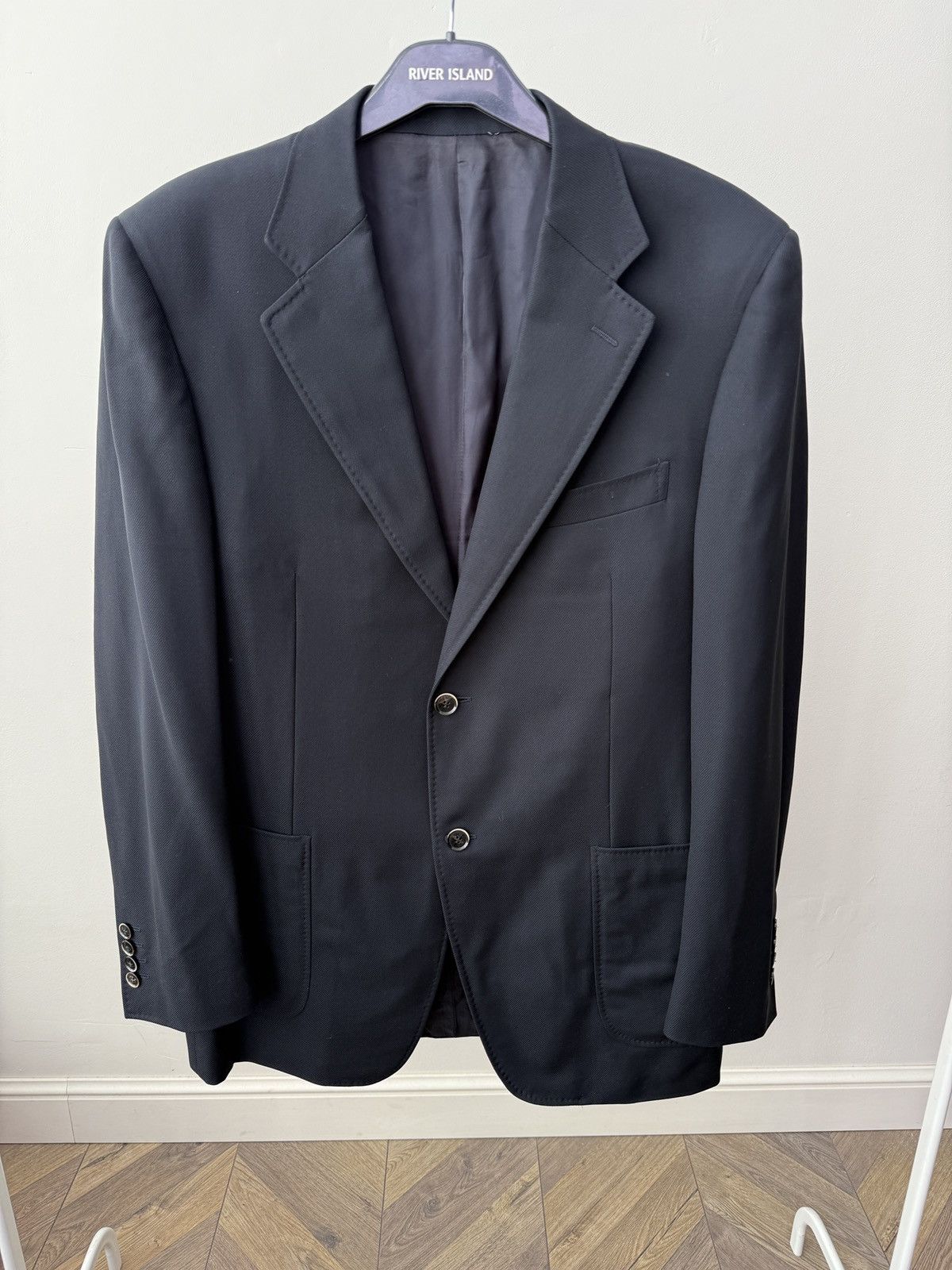 Canali Vintage CANALI Black Wool Blazer Jacket Size 52R - 2 Thumbnail