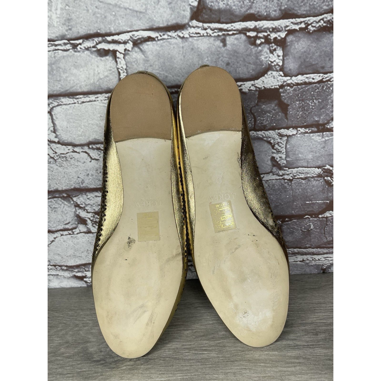 J.Crew J.Crew Nora Metallic Gold Leather Perforated Ballet Flats Wo Size US 10 / IT 40 - 6 Thumbnail