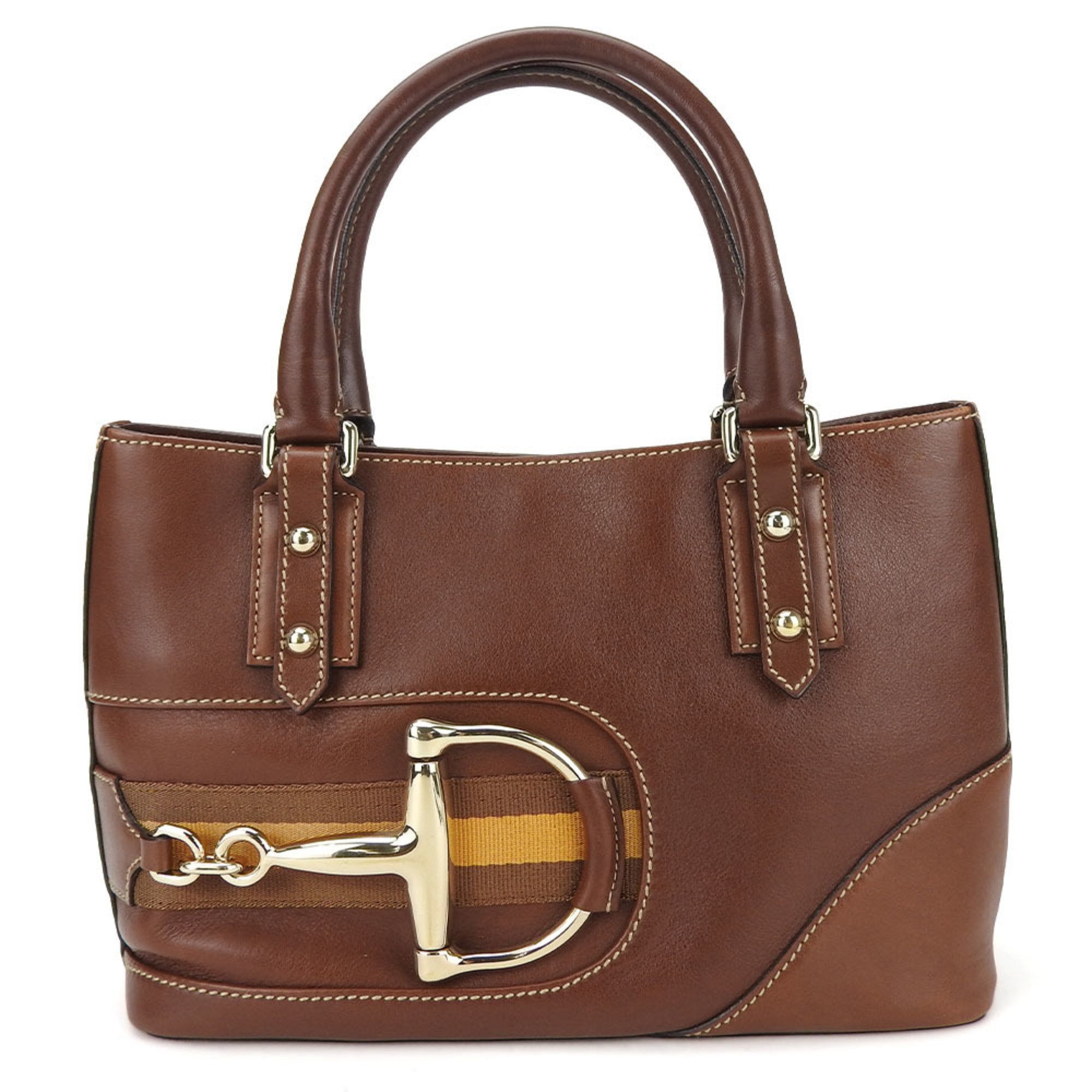 image of Gucci Handbag 137475 Horsebit Leather Brown Ladies Gucci, Women's