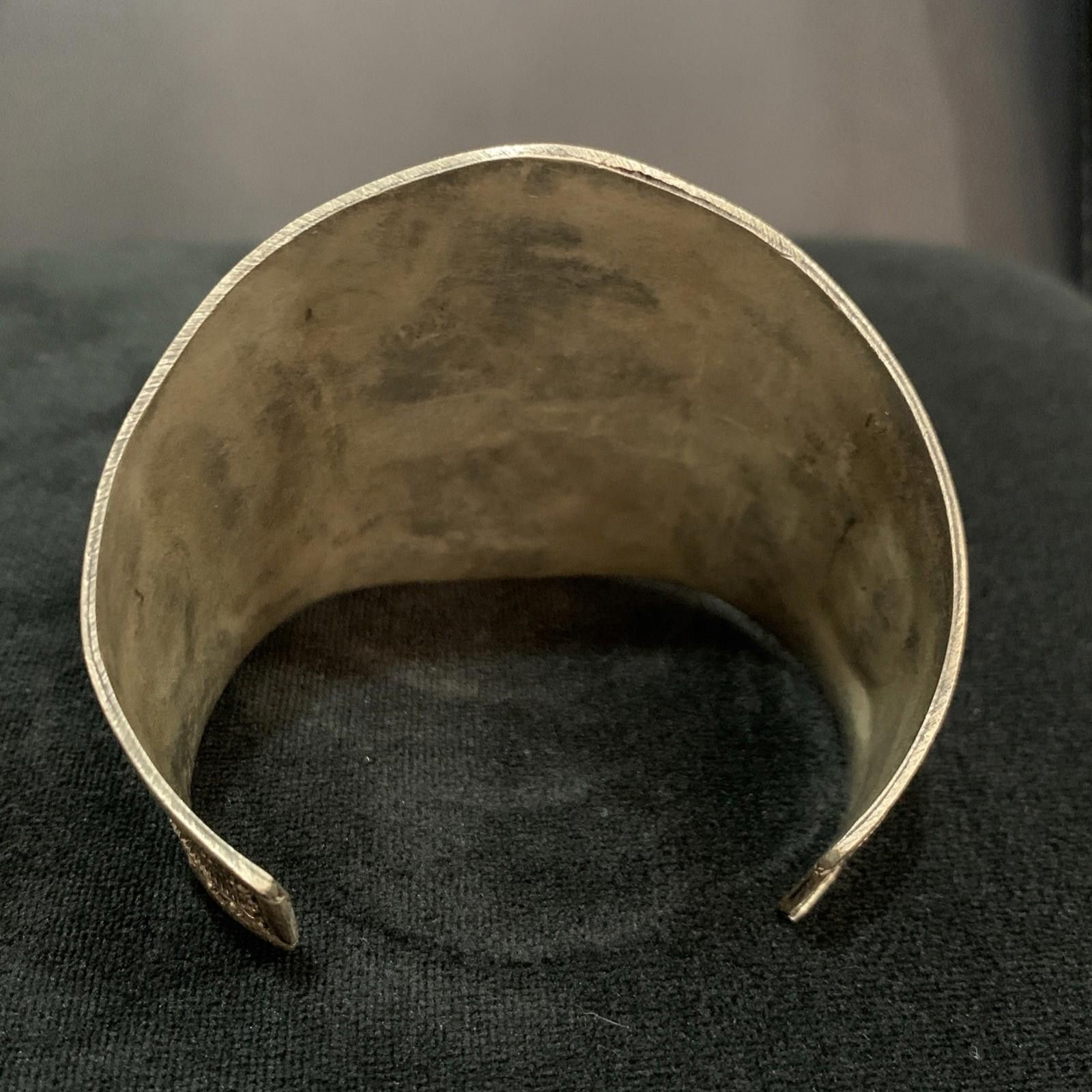 Other Vintage Afghani Silver Handmade Adjustable Bangle Turquoise Size ONE SIZE - 7 Thumbnail
