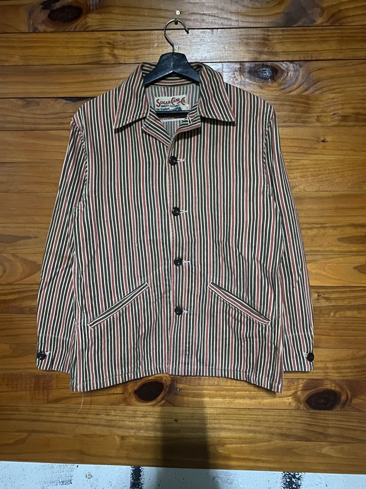 Sugar Cane Vintage-Style Sugar Cane & Co. Striped Work Jacket – SC07720 Size US S / EU 44-46 / 1 - 3 Thumbnail