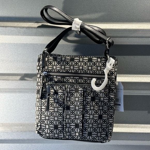 Other Time and Tru Black and Gray Geometric Crossbody Bag Size ONE SIZE - 1 Thumbnail