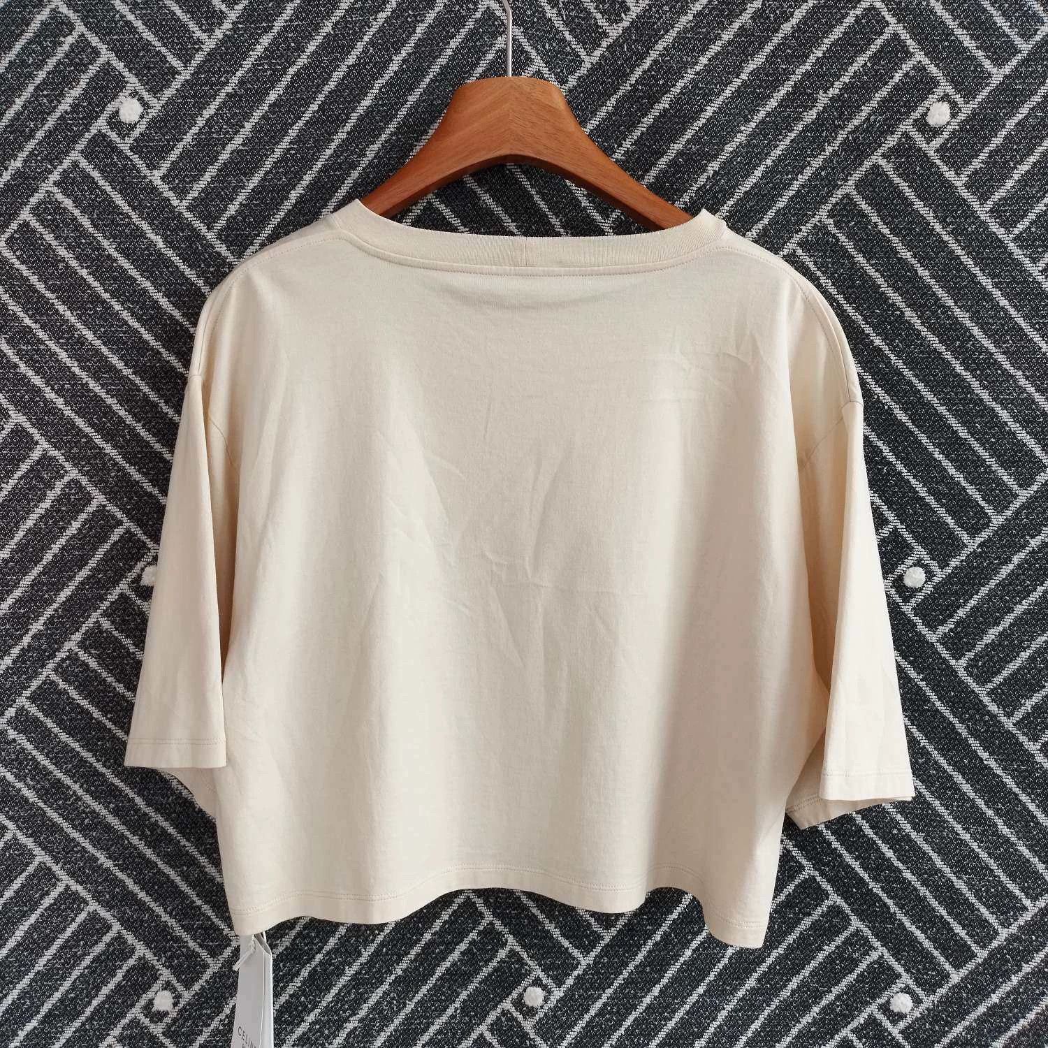 Celine CELINE SS21 logo crewneck crop top women's taupe L Size L / US 10 / IT 46 - 2 Thumbnail
