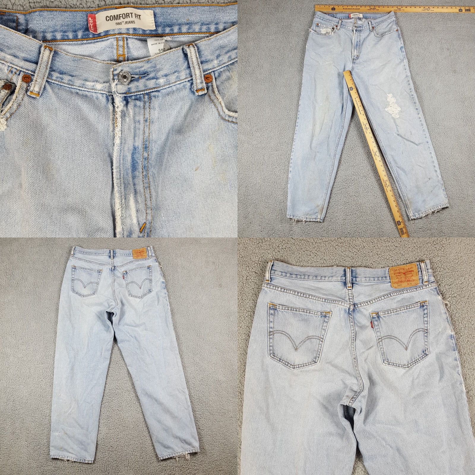 Levi's VINTAGE Levi's 560 Comfort Fit Tapered Denim Jeans Men's Size 36x32 Distressed Blue 90s Grunge Size US 36 / EU 52 - 8 Thumbnail