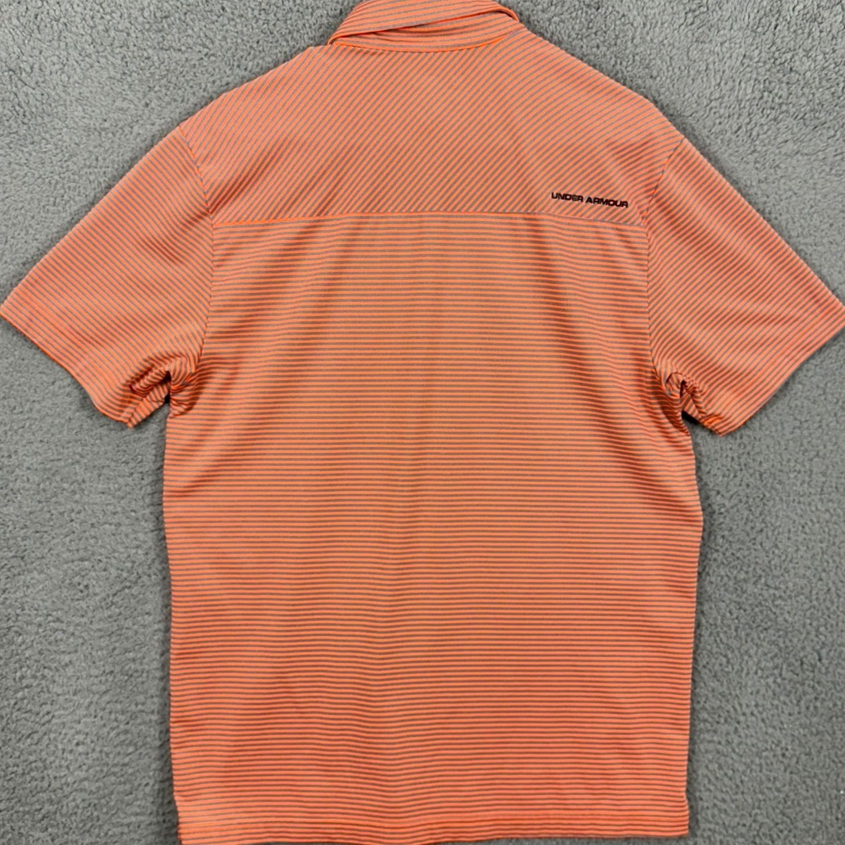 Under Armour Under Armour Heat Gear Polo Shirt Mens Medium Orange Striped Golf Casual Size US M / EU 48-50 / 2 - 3 Thumbnail