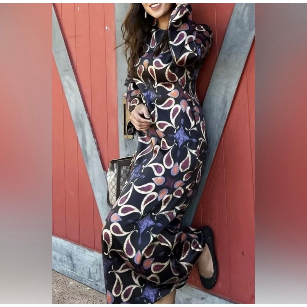 Zara ZARA BLOGGER FAVORITE PRINTED MIDI DRESS MULTICOLORED Size XS / US 0-2 / IT 36-38 - 7 Thumbnail