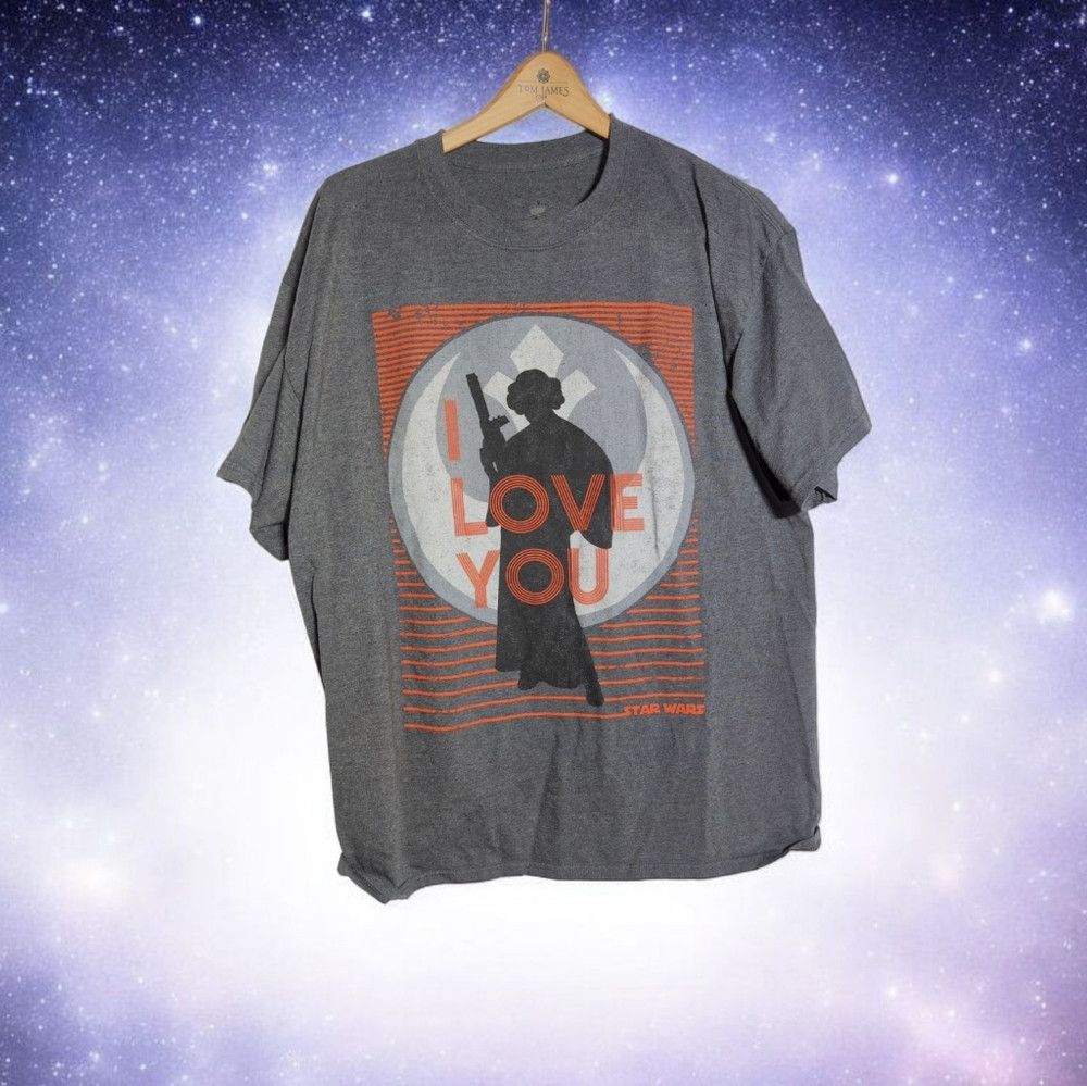 Disney Star Wars Princess Leia Gray Graphic T-Shirt XL "I Love You Size US XL / EU 56 / 4 - 1 Thumbnail