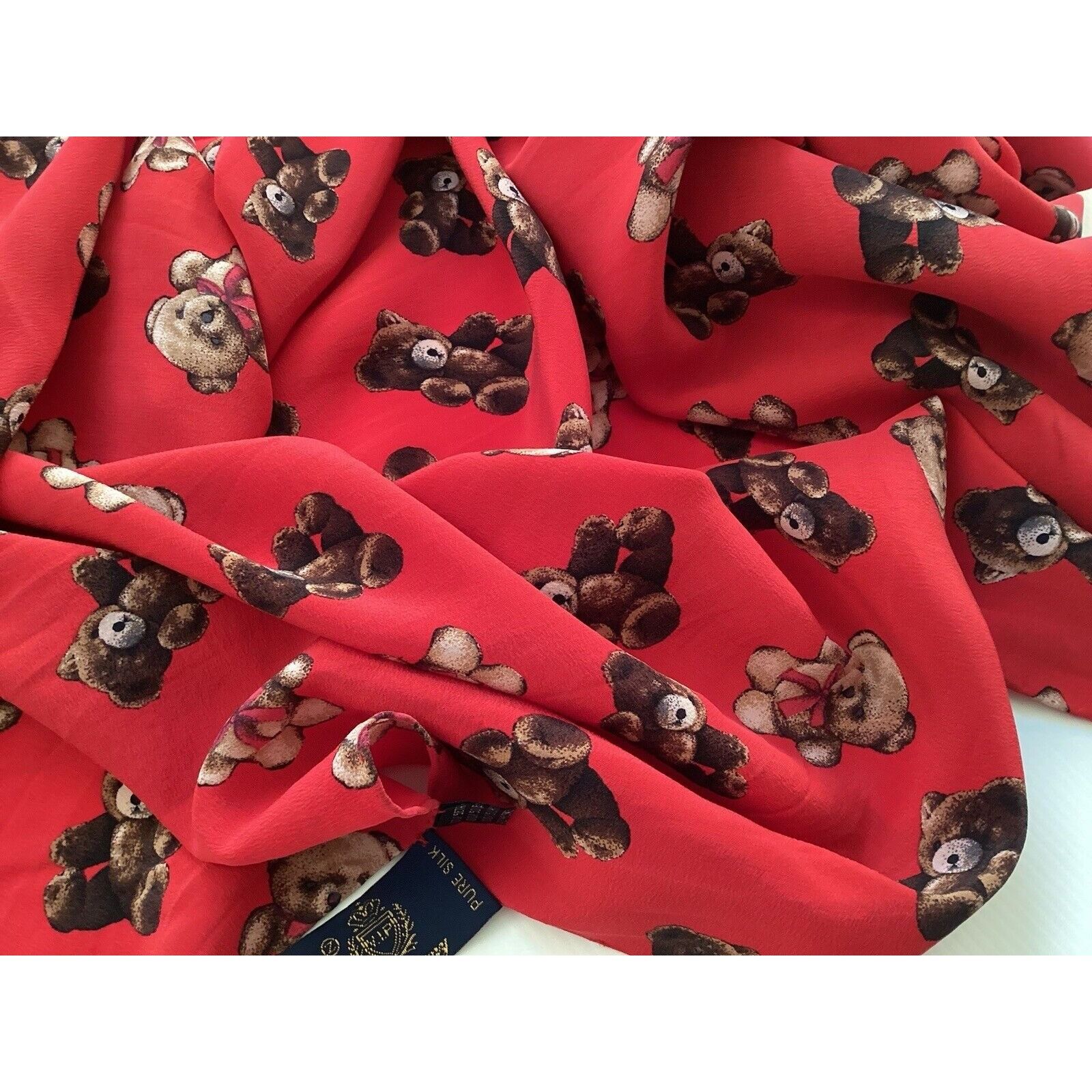 Other VIP COMPANY Red Teddy Bear Rectangle Silk Scarf Switzerland Size ONE SIZE - 5 Thumbnail