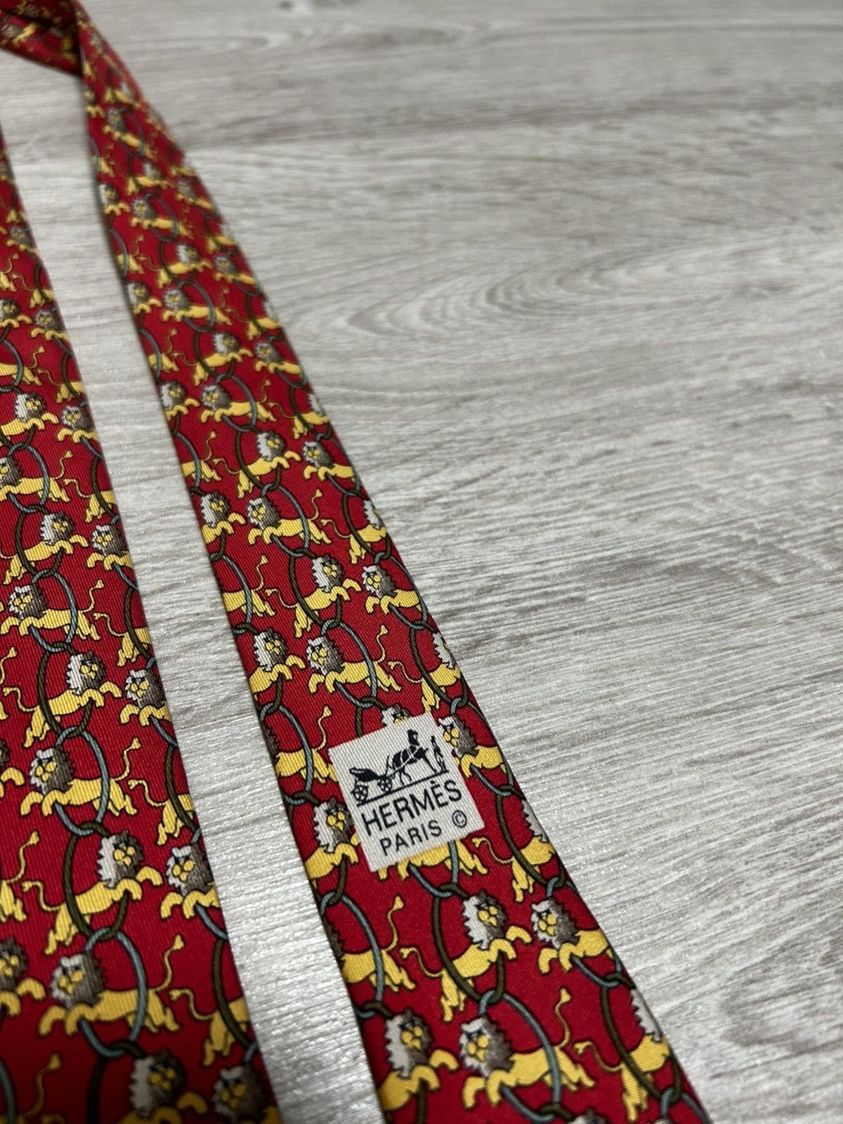 Hermes Hermes Tie Silk Tiger Animal France Size ONE SIZE - 3 Thumbnail