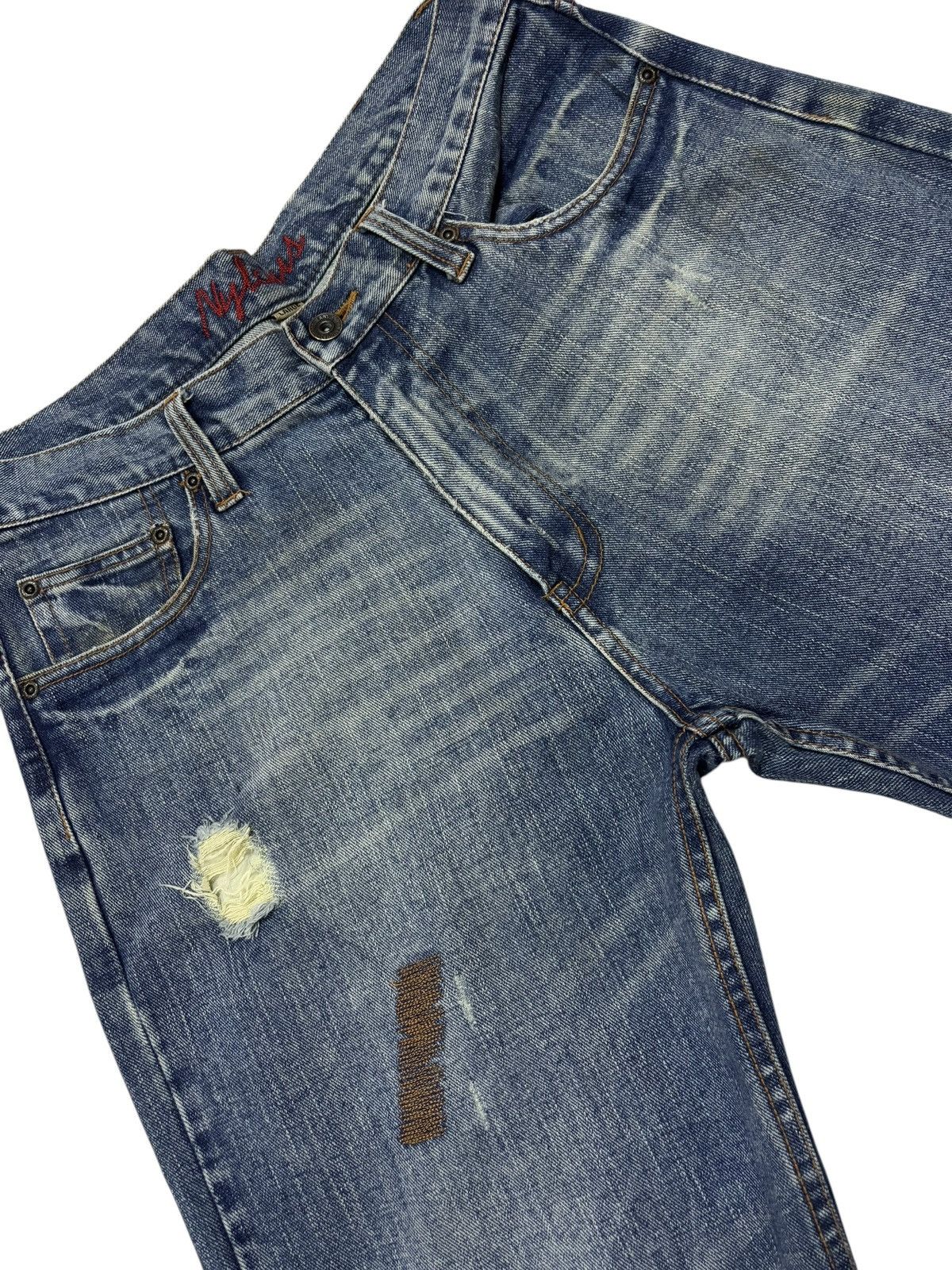 Beauty Beast × Japanese Brand Vtg Nylaus Distressed Paint Splash Jeans Size US 32 / EU 48 - 3 Thumbnail