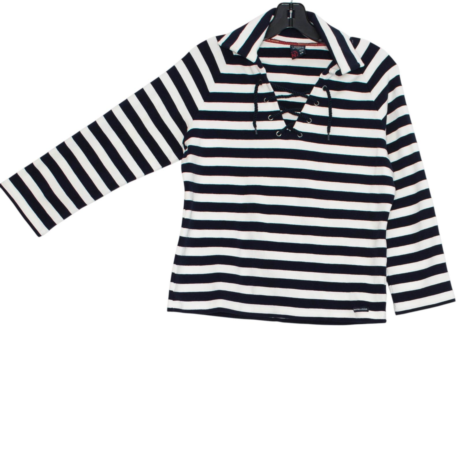 Nautica Nautica Top 3/4 Sleeve Nautical Preppy Stretch Stripe Large Size L / US 10 / IT 46 - 5 Thumbnail