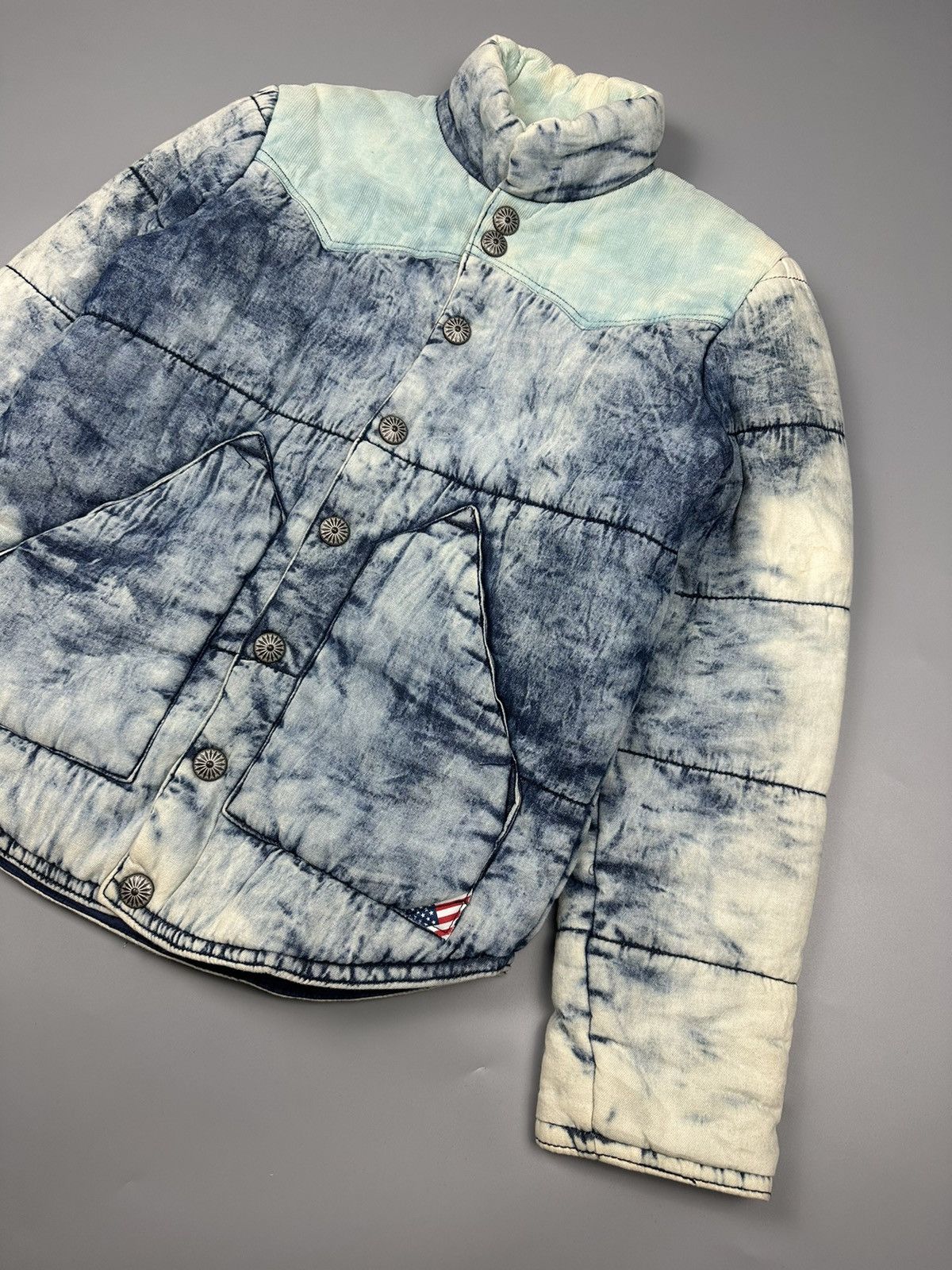 14th Addiction × If Six Was Nine Full Glow Blue Washed Puffer Jacket Size US M / EU 48-50 / 2 - 3 Thumbnail