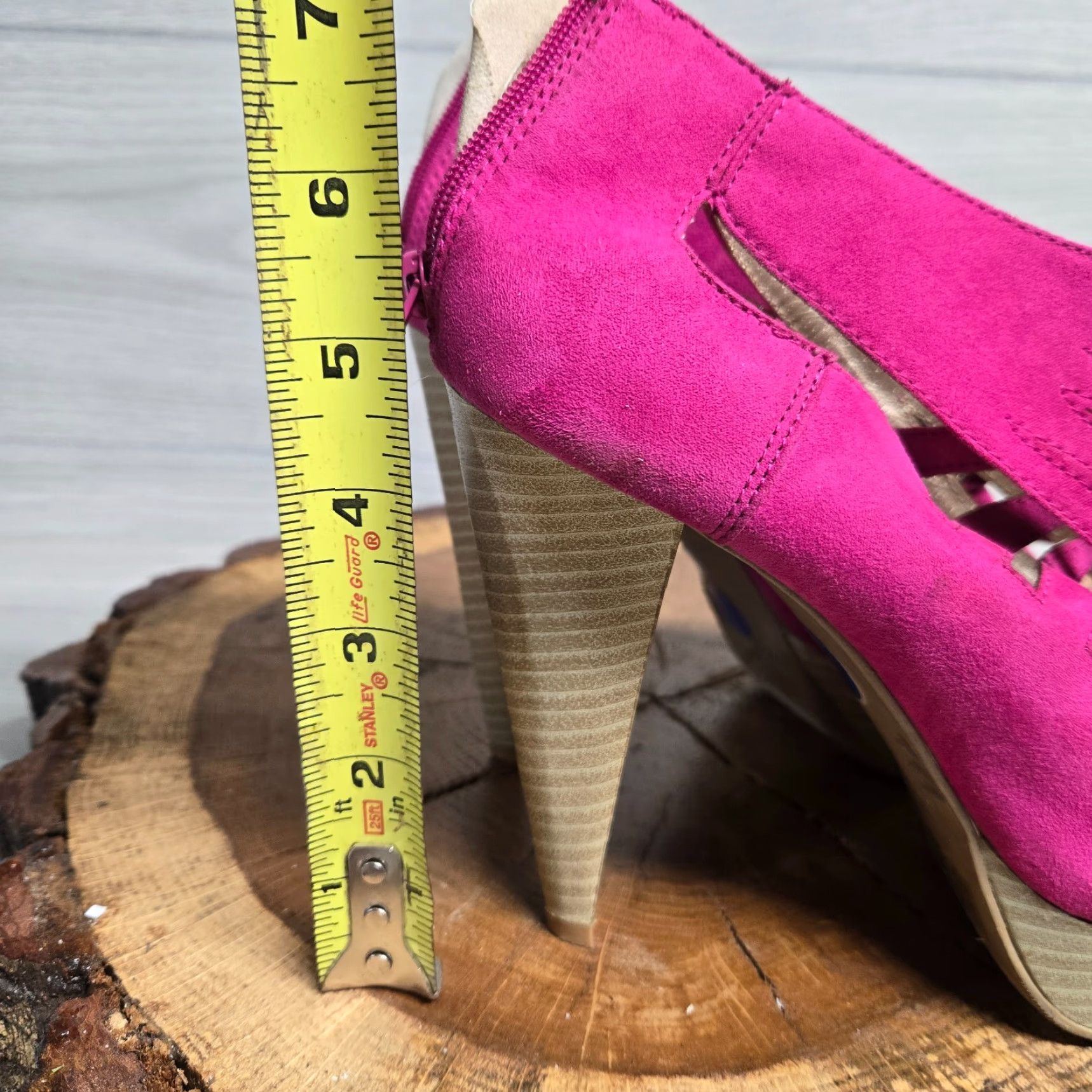 Vintage VINTAGE Charlotte Russe Women’s Platform Heel Shoes Size 8 Pink Peep Toe Zipper Stiletto 5" Shoes Size US 8 / IT 38 - 7 Thumbnail