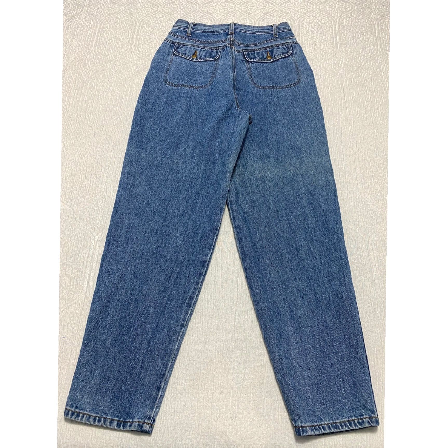 Vintage VINTAGE Together Jeans Tapered 28 High Rise Pleated Studded 5-Pocket Denim Blue Womens Jeans 80s 90s Retro Size 28" / US 6 / IT 42 - 5 Thumbnail