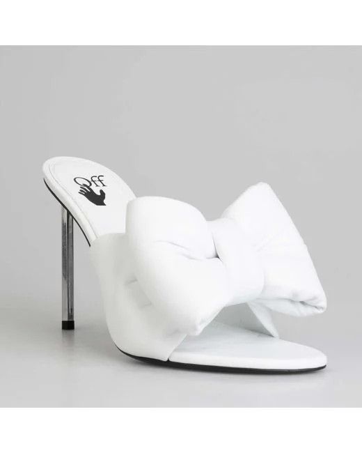 Off-White o1gr1nt1124 Nappa Bow High Allen Pointed Heels in White Size US 5 / IT 35 - 2 Thumbnail