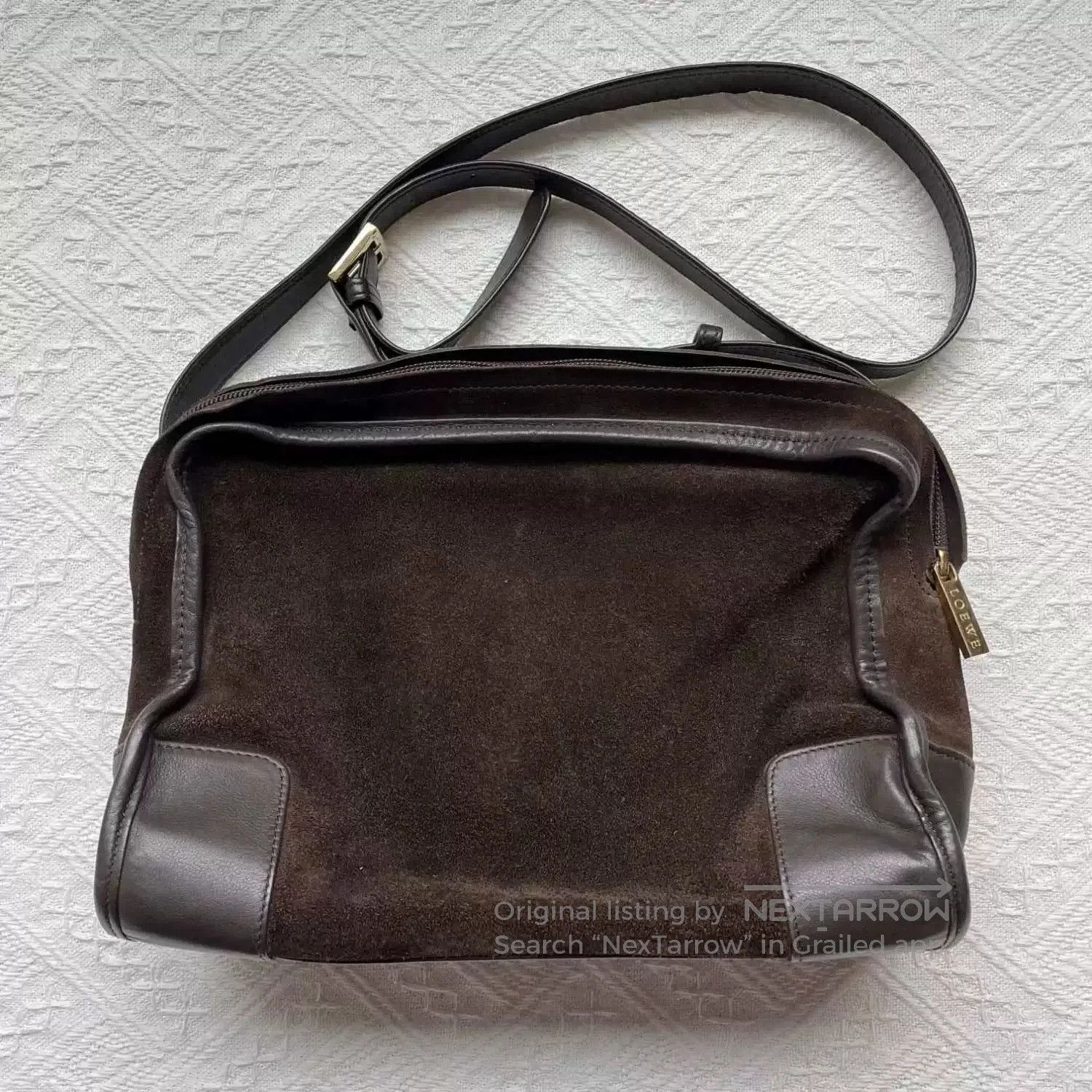 Loewe deep brown suede crossbody bag. Size ONE SIZE - 2 Thumbnail