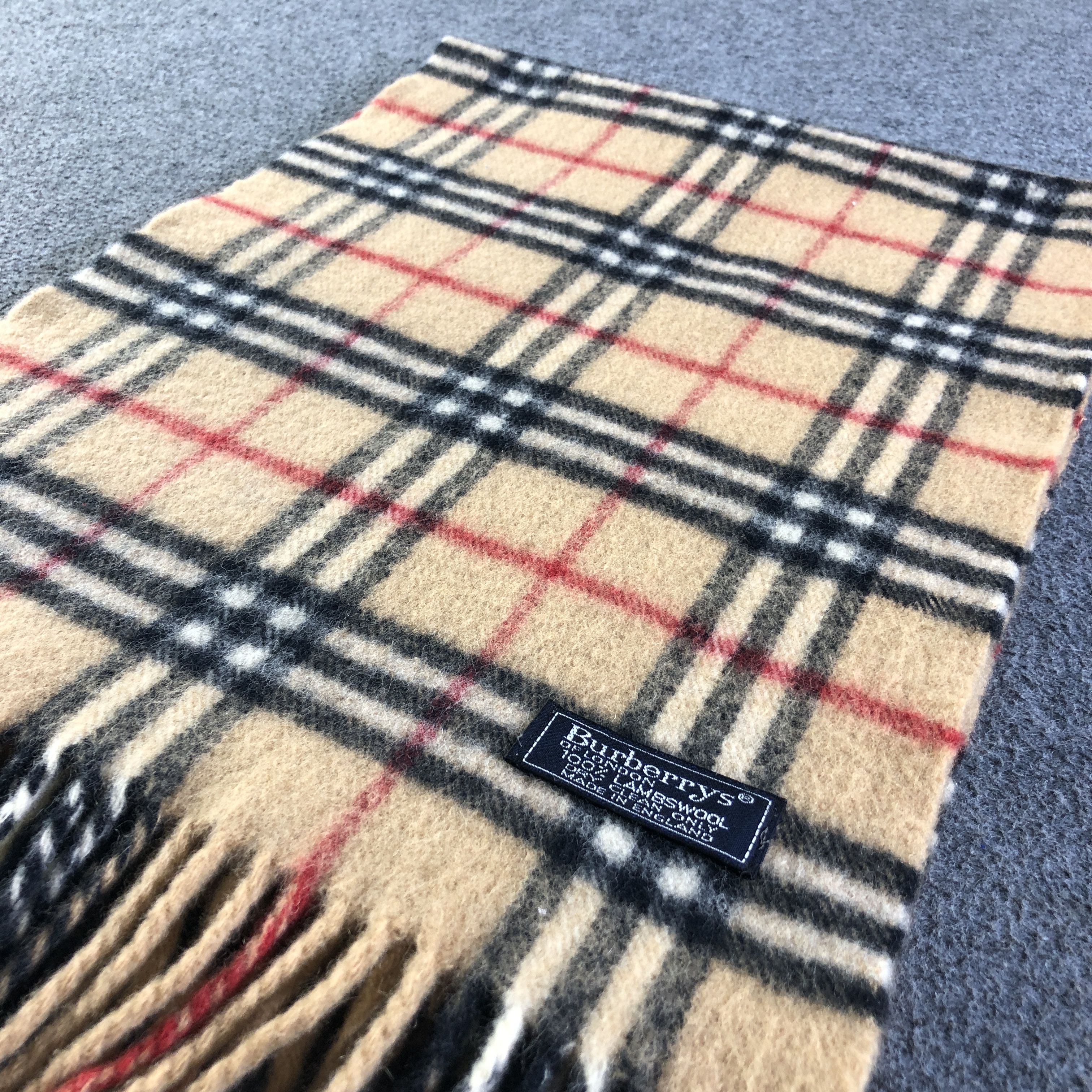 Burberry Burberrys Nova Check Tan Wool Scarf Muffler V2703 Size ONE SIZE - 4 Thumbnail