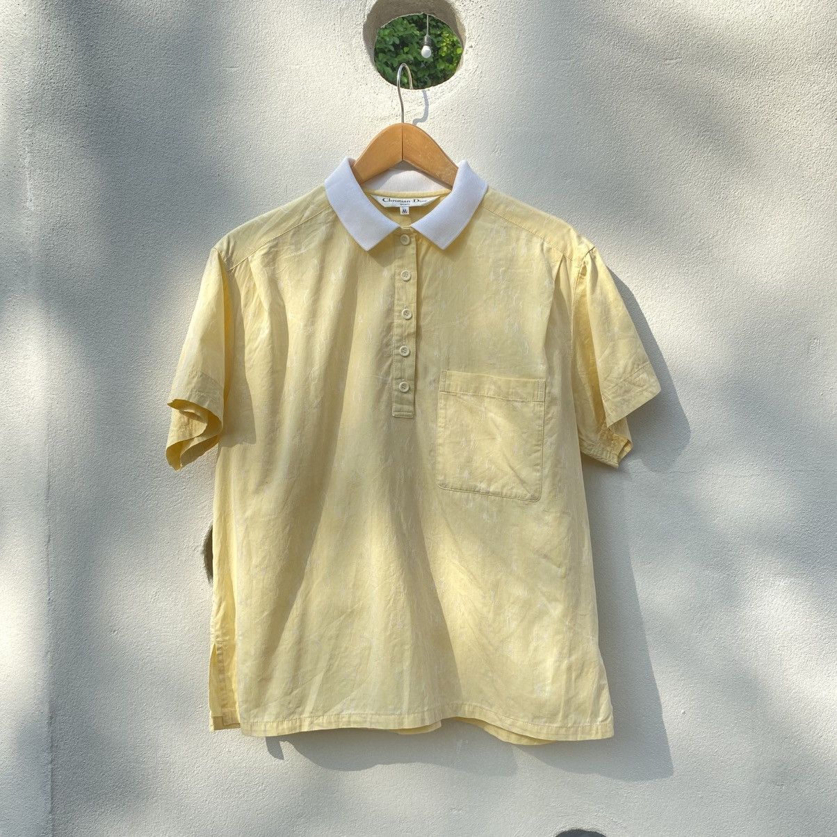 Dior Christian Dior Yellow Polo Shirt with White Collar & Accents Size M / US 6-8 / IT 42-44 - 7 Thumbnail