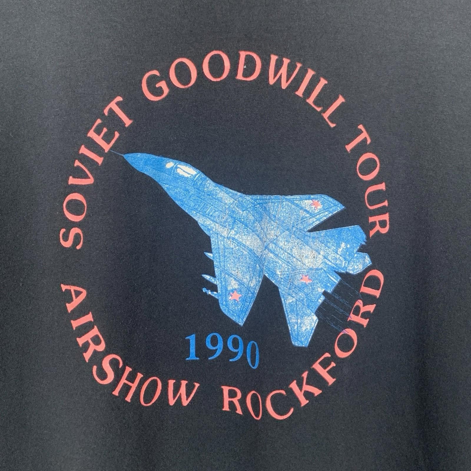 Other Vintage 90s Soviet Goodwill Tour Airshow Black T Shirt XL Size US XL / EU 56 / 4 - 2 Thumbnail