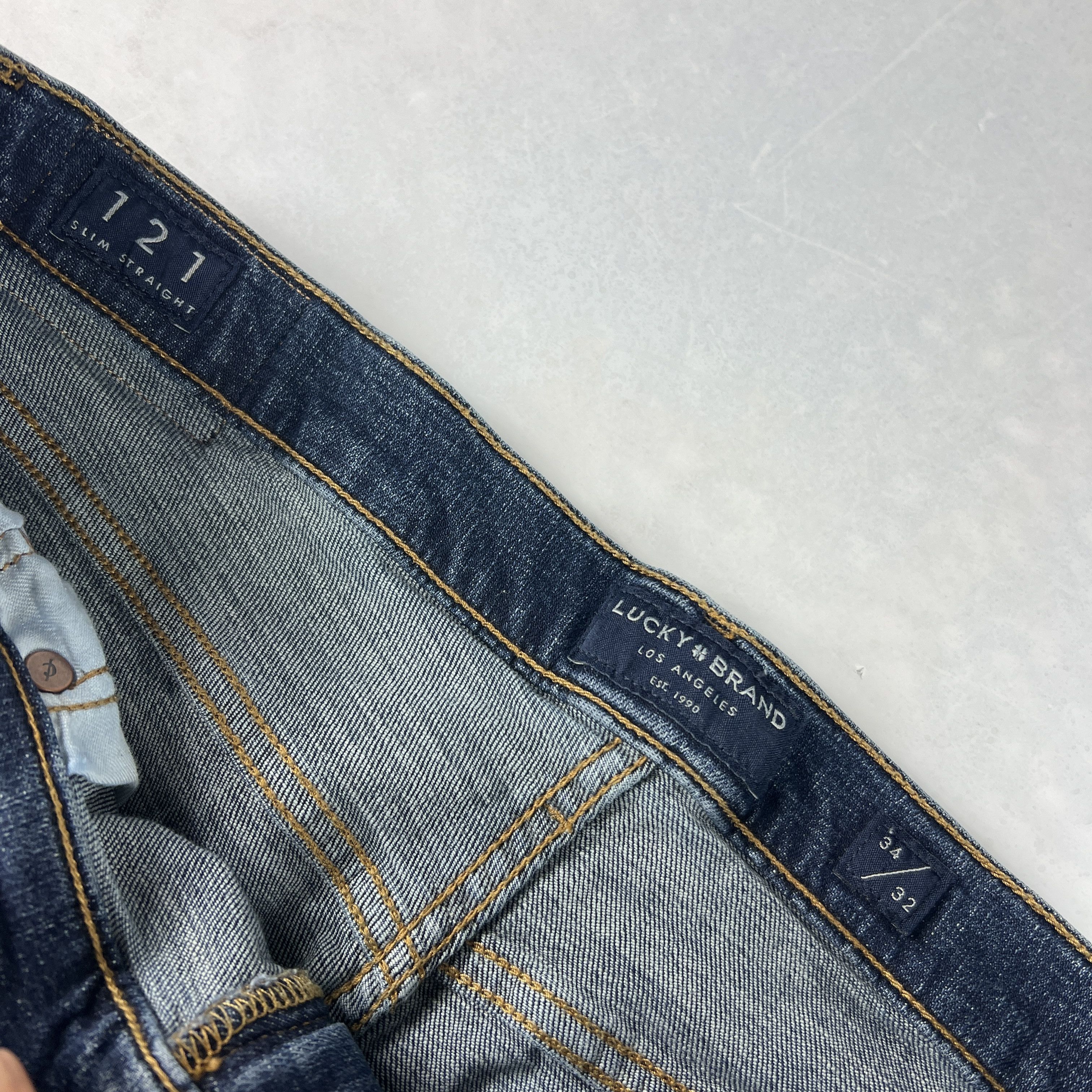 Lucky Brand Lucky Brand Jean 121 Slim Straight Blue Faded Stretch Denim Size US 33 - 7 Thumbnail