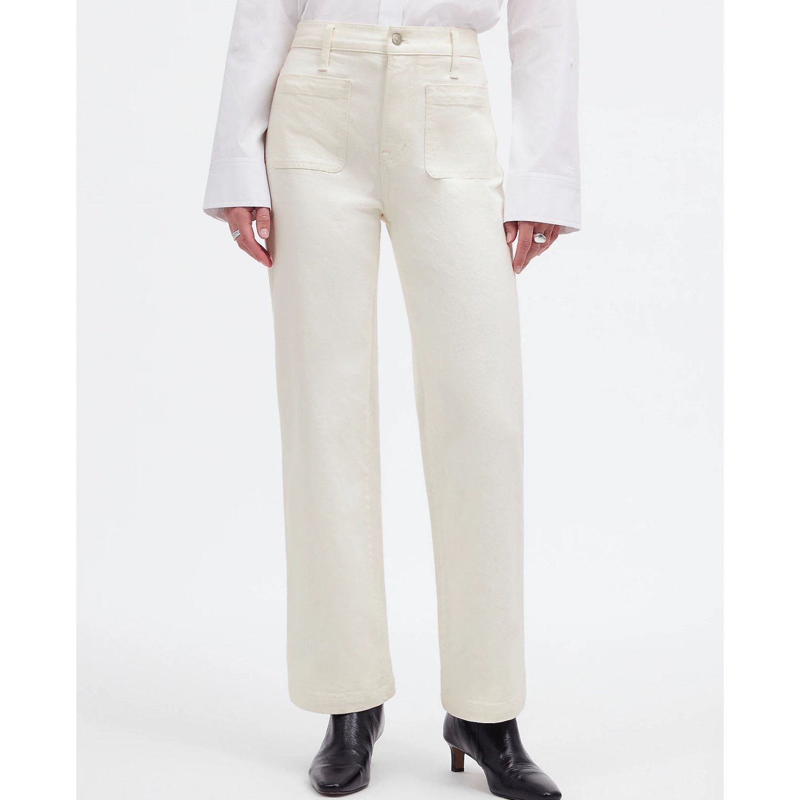 Madewell NWT Madewell Emmett Wide-Leg Jean: Patch Pocket White 24 Size 24" / US 00 / IT 34 - 2 Thumbnail