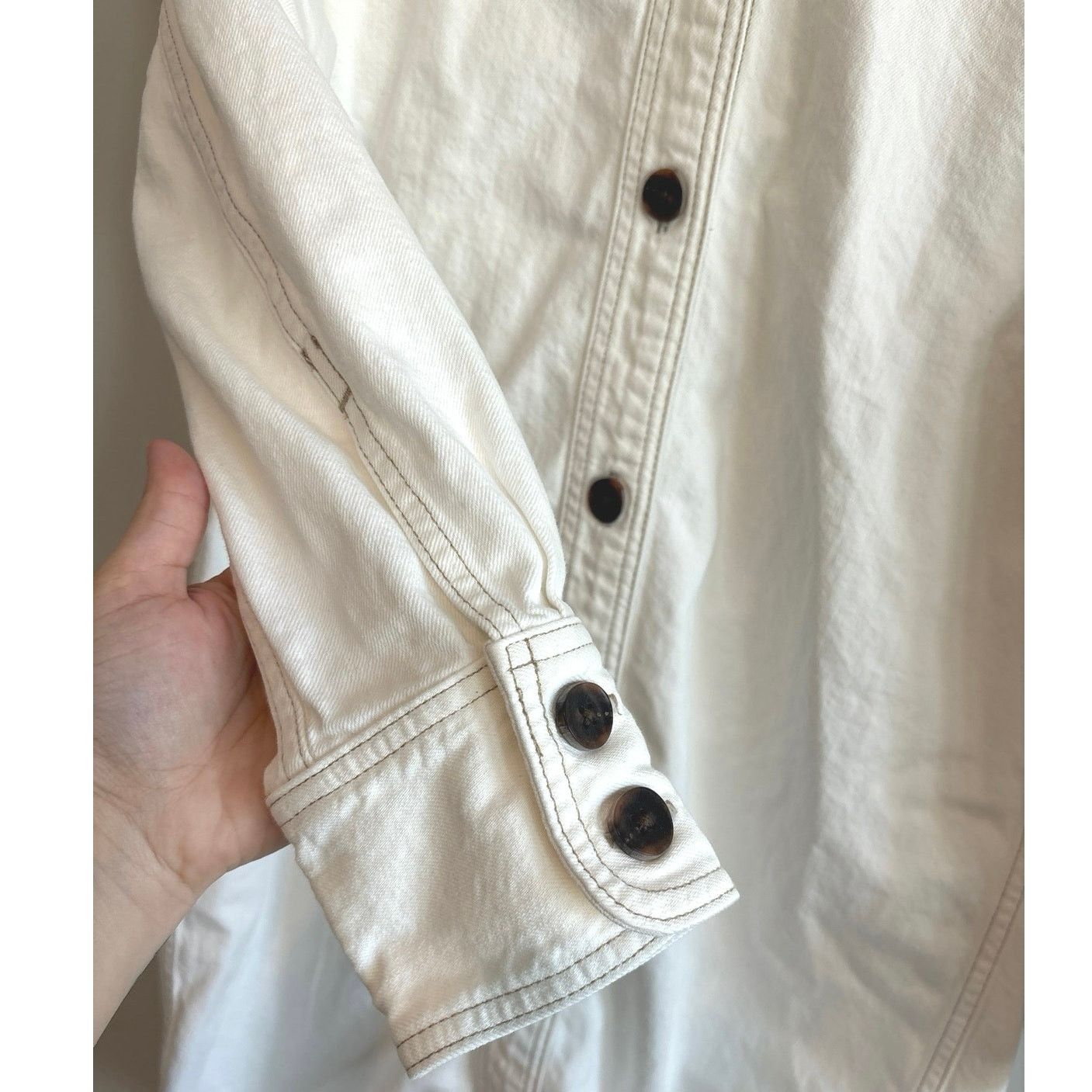Madewell Madewell Denim Oversized Mini Shirtdress In White Size XS Size XS / US 0-2 / IT 36-38 - 7 Thumbnail