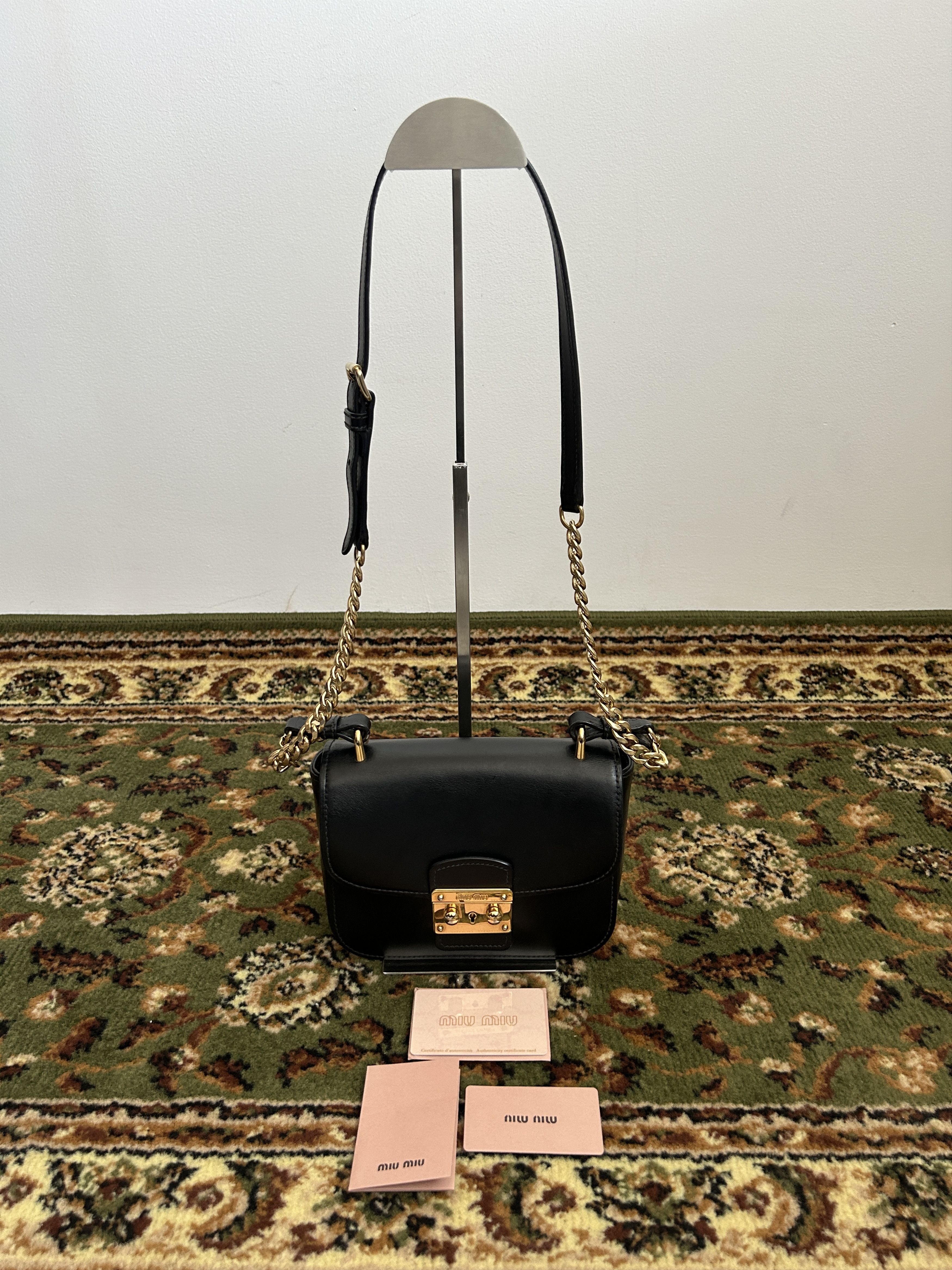 Miu Miu Black Leather Small Shoulder Crossbody Bag, Women's