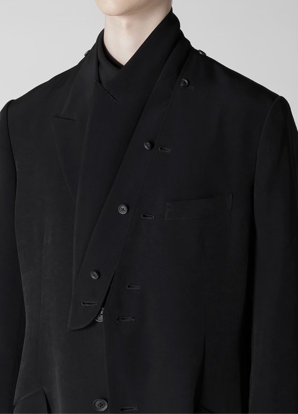 Yohji Yamamoto Yohji Yamamoto Pour Homme 24AW - Lapel Detachable Jacket Size US M / EU 48-50 / 2 - 18 Thumbnail