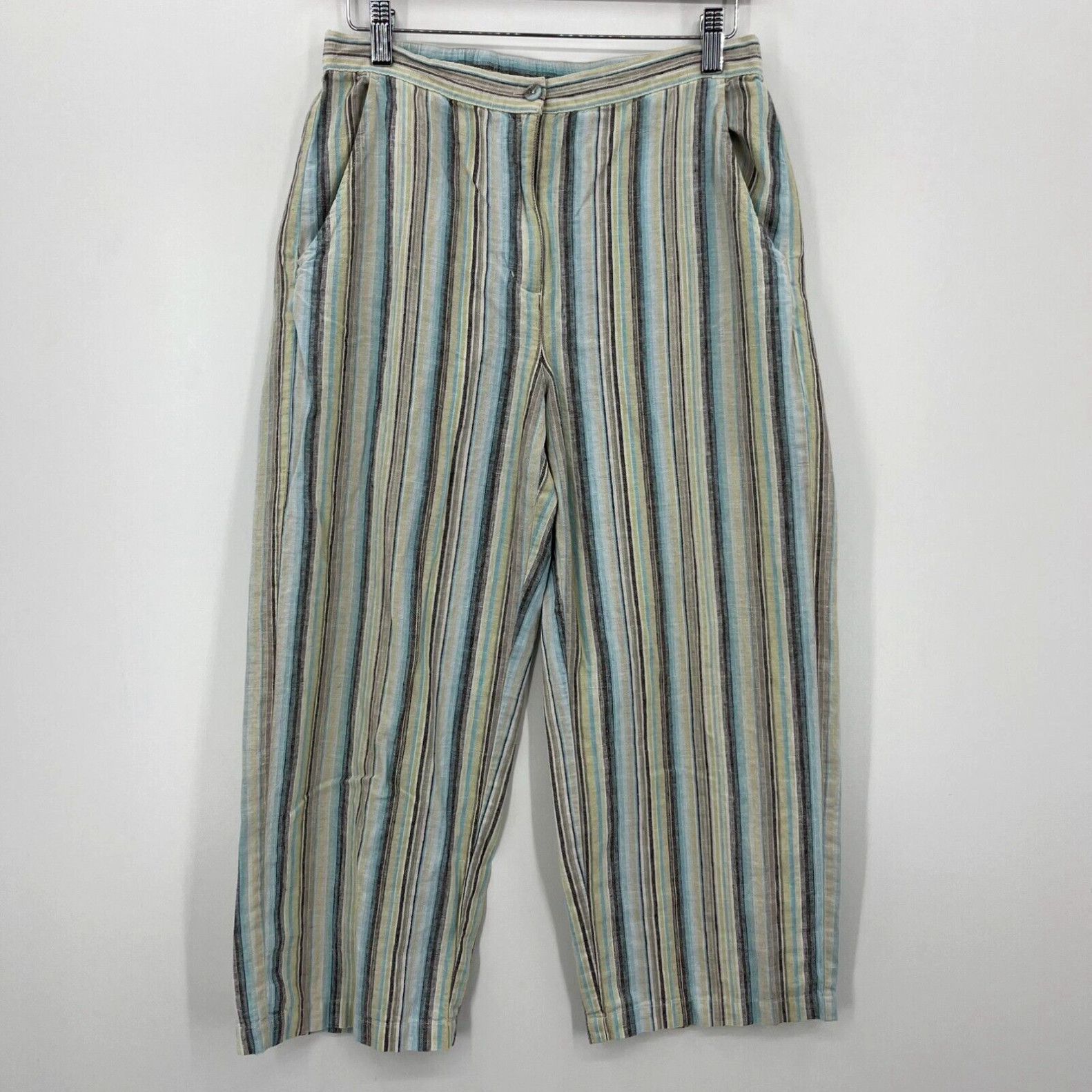 Orvis Orvis Pants Women's 8 Blue Capri Wide Leg Linen Blend Beach | Grailed