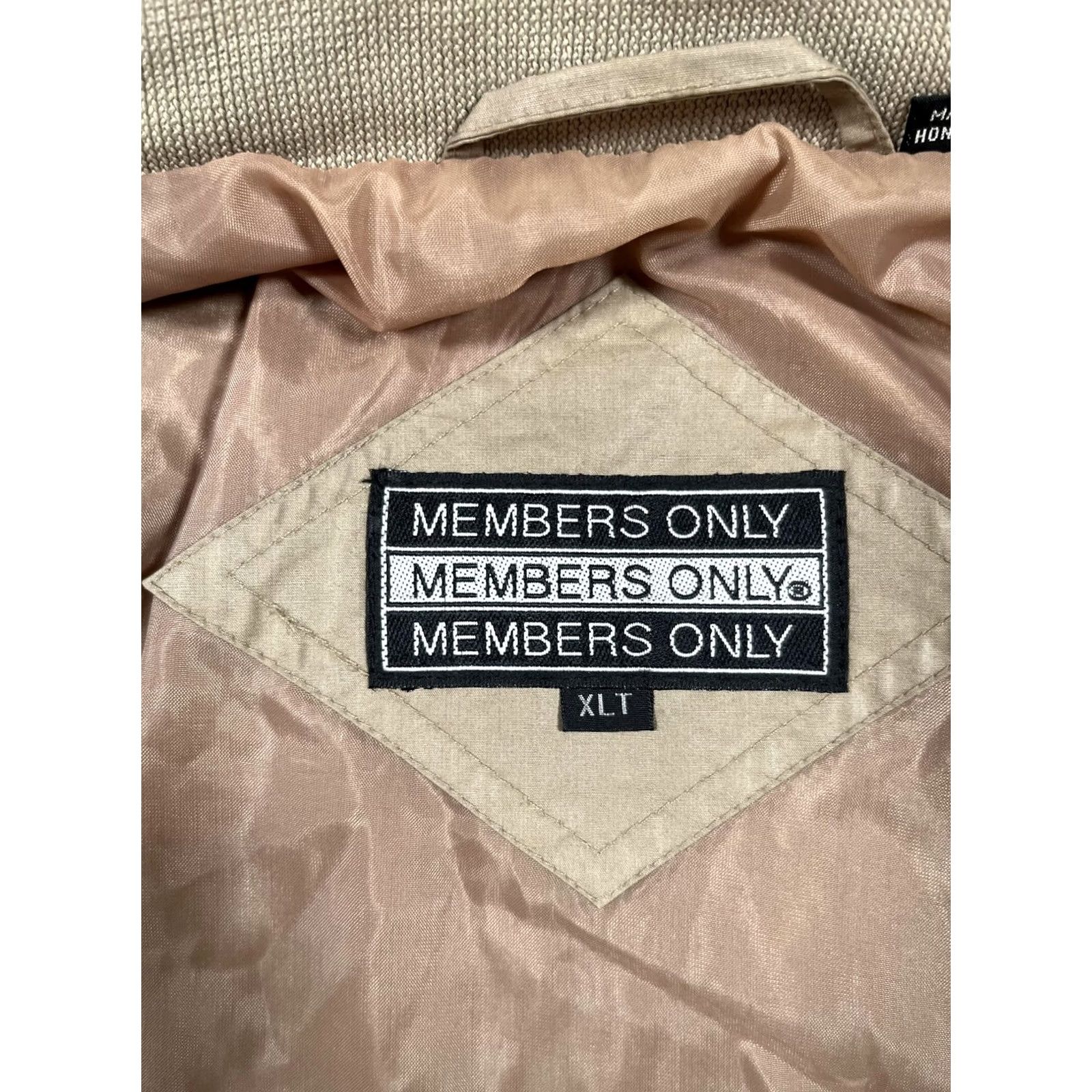 Members Only VINTAGE Members Only Jacket Mens XLT Tan Beige Bomber Zip Front Knit Cuffs Epaulets 65% Polyester 35% Cotton Hong Kong Size US XL / EU 56 / 4 - 3 Thumbnail