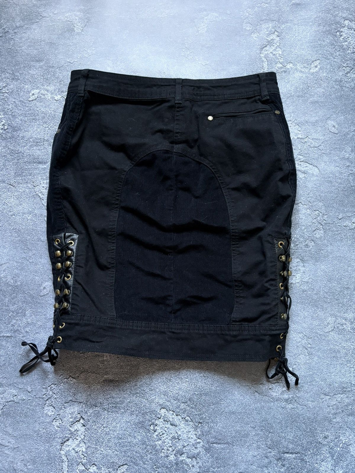 Roberto Cavalli ARCHIVE Roberto Cavalli Avant Garde Leather Corduroy Skirt Size 28" / US 6 / IT 42 - 2 Thumbnail