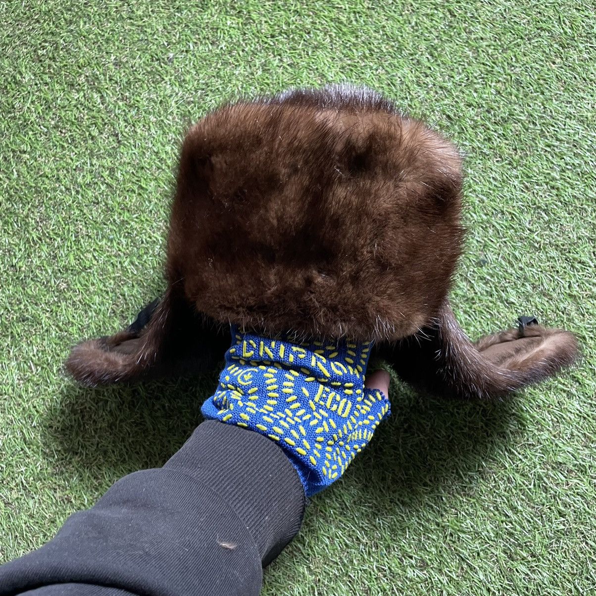 Vintage Vintage 90s Leather Fur Trapper Beanie Cold Weather Hat OS Size ONE SIZE - 7 Thumbnail
