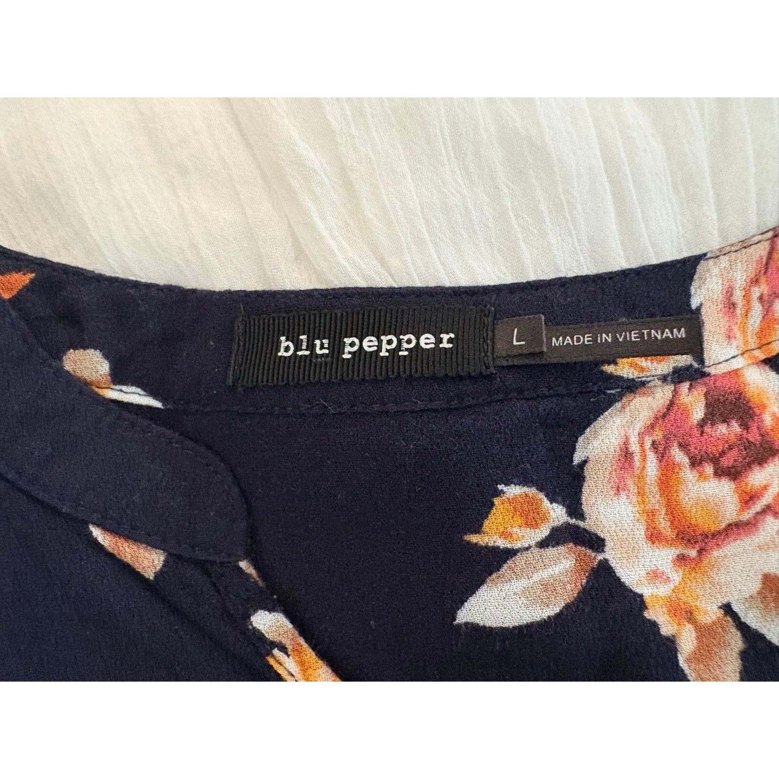 Other Blu Pepper Lace Insets Blue Floral Blouse LARGE Cottagecore Size L / US 10 / IT 46 - 2 Thumbnail
