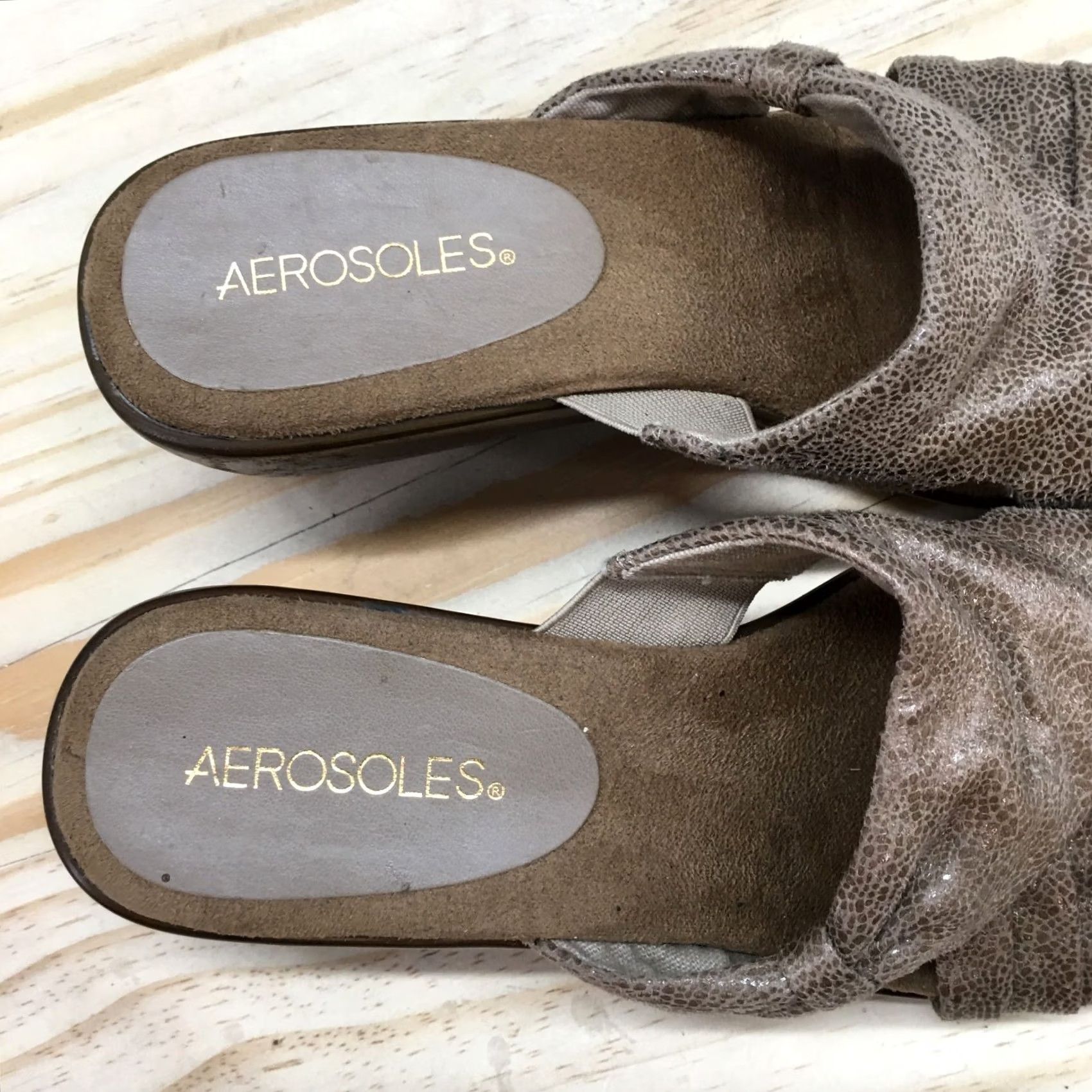 Vintage Aerosoles Sandals Womens 7.5 On Deck Casual Slip On Wedge Slide Brown Fabric Size US 8 / IT 38 - 7 Thumbnail