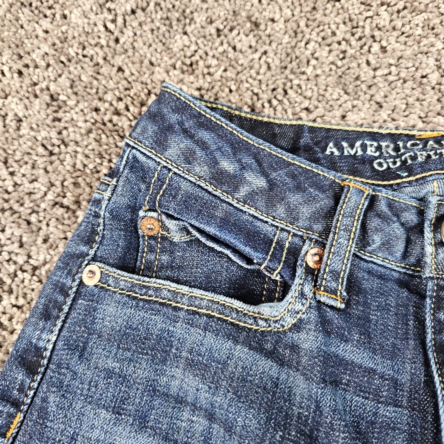 American Eagle Outfitters VINTAGE American Eagle Outfitters Womens Jeans Size 0 Tapered Mom Fit Dark Wash Denim Stretch Inseam 25 Inches Size 25" / US 0 / IT 36 - 3 Thumbnail
