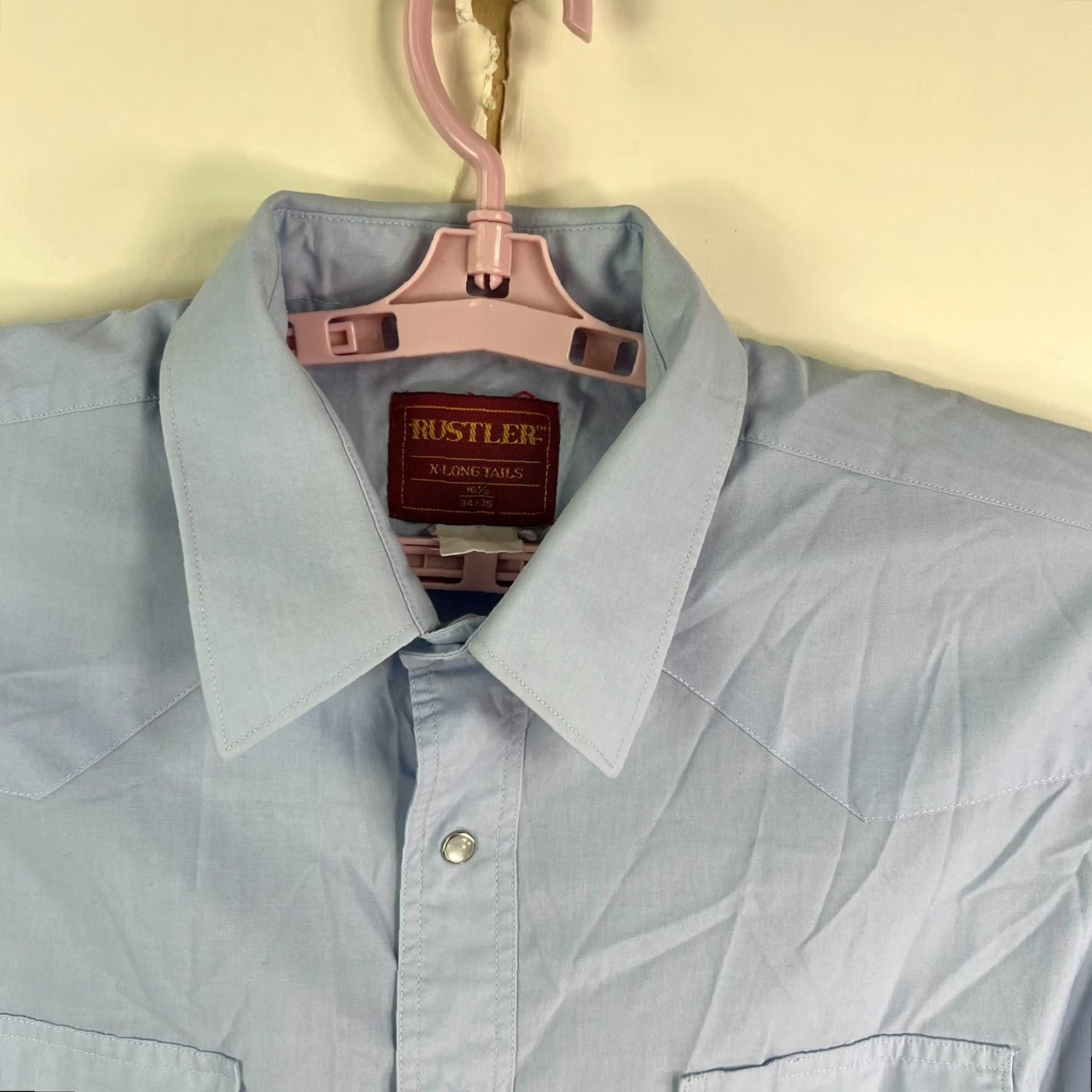 Vintage Rustler Button-Up Shirt Mens Size 16.5 XL Blue Long Sleeve Pearl Snap Western Retro Shirts Size US L / EU 52-54 / 3 - 3 Thumbnail