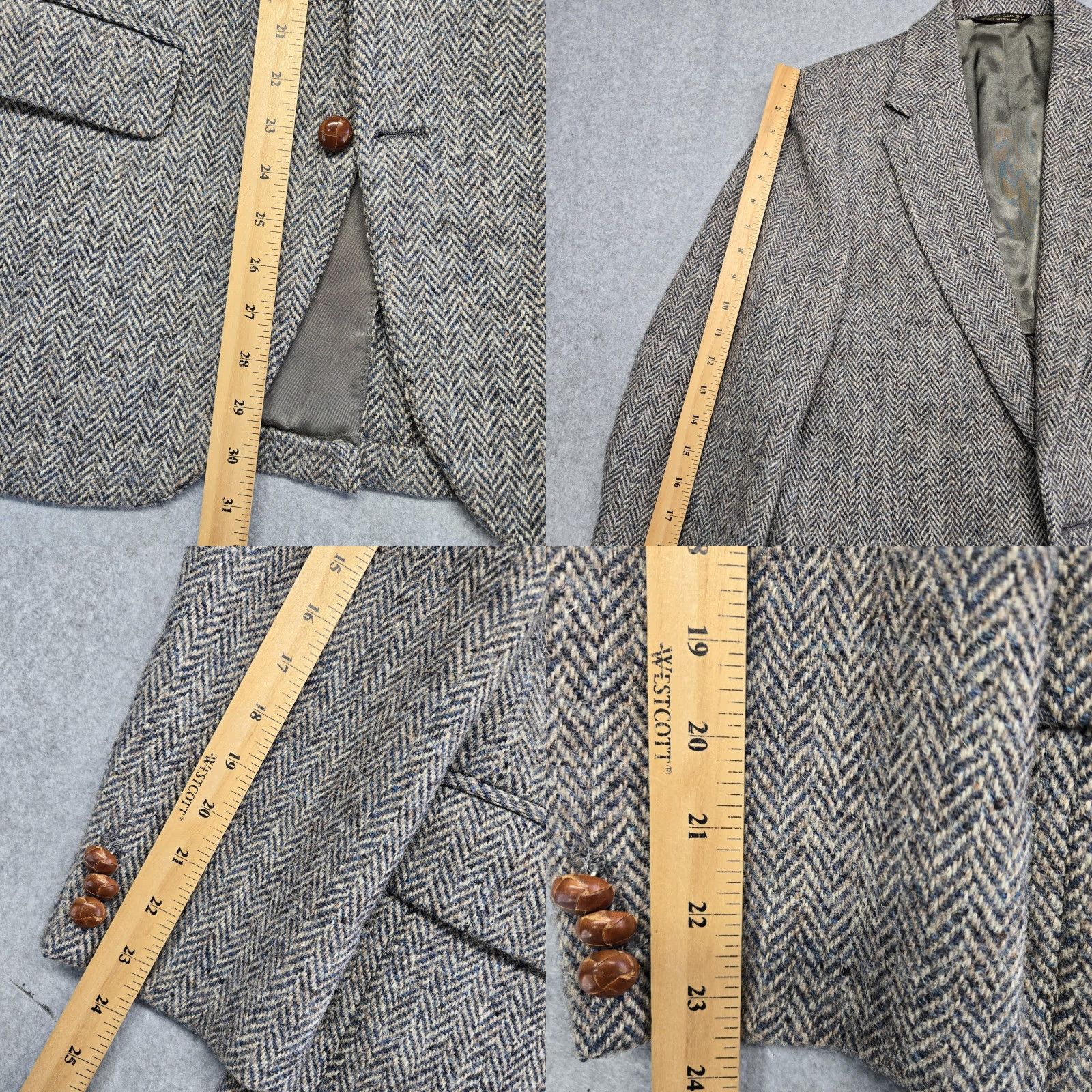 Harris Tweed Vintage Harris Tweed Sport Coat Gray Herringbone 40R Two-Button Notch Lapel Wool Blazer United States Mens Regular 2 Piece Jacket Coat Size 40R - 10 Thumbnail