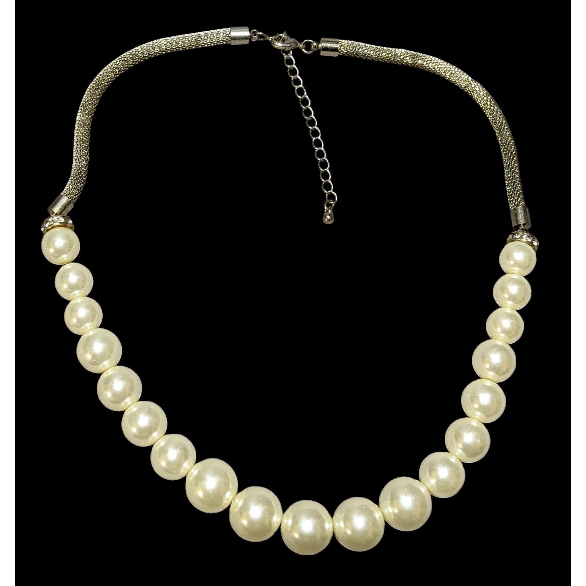 Other Vintage Retro Mesh Tube Faux Pearl Necklace Size ONE SIZE - 1 Thumbnail