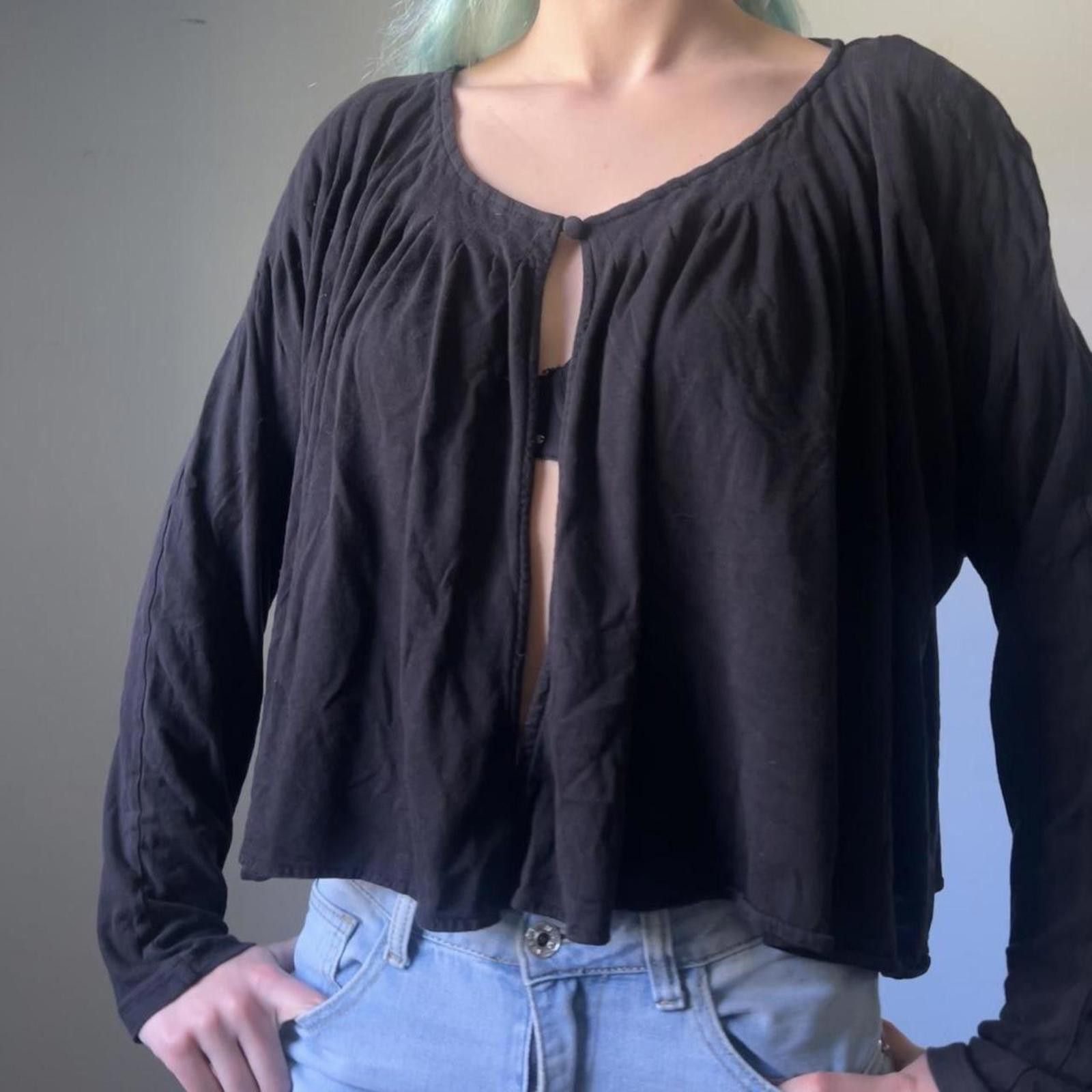 Nine West Black chic button-up open blouse Size M / US 6-8 / IT 42-44 - 4 Thumbnail