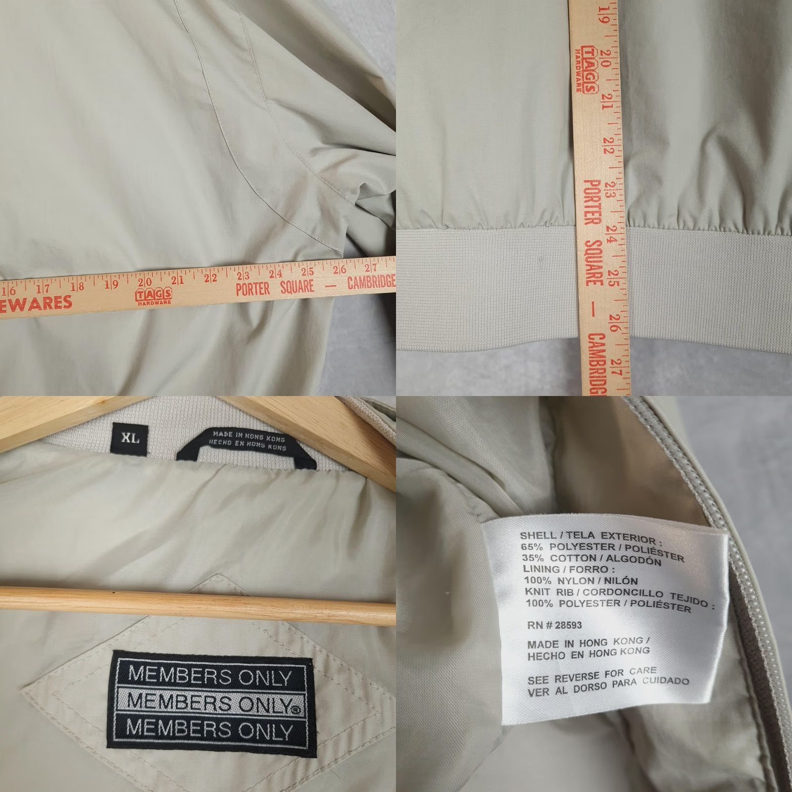 Members Only VINTAGE Members Only Jacket Mens XL Beige Bomber Microfiber Lined Hong Kong Size US XL / EU 56 / 4 - 11 Thumbnail