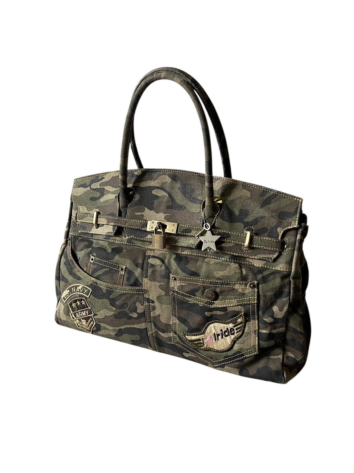 Japanese Brand 2000s Ra Iride 🇯🇵 Camouflage Birkin Bag Hermes Size ONE SIZE - 17 Thumbnail