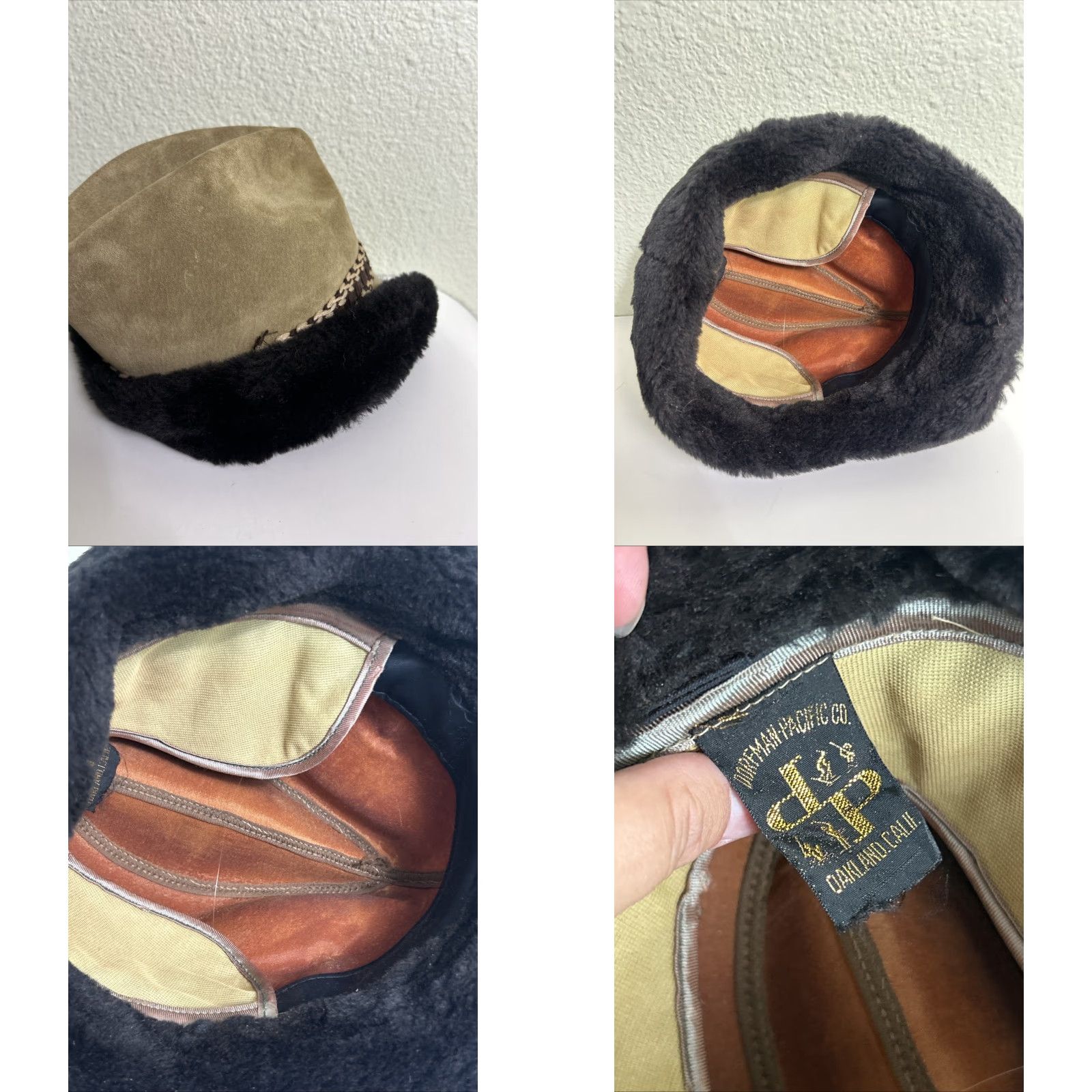 Vintage VINTAGE Dorfman Pacific Tan Suede Leather Trilby Fedora Small Faux Fur Ear Flap Men Fedora S Brown Ear Flap Size ONE SIZE - 8 Thumbnail