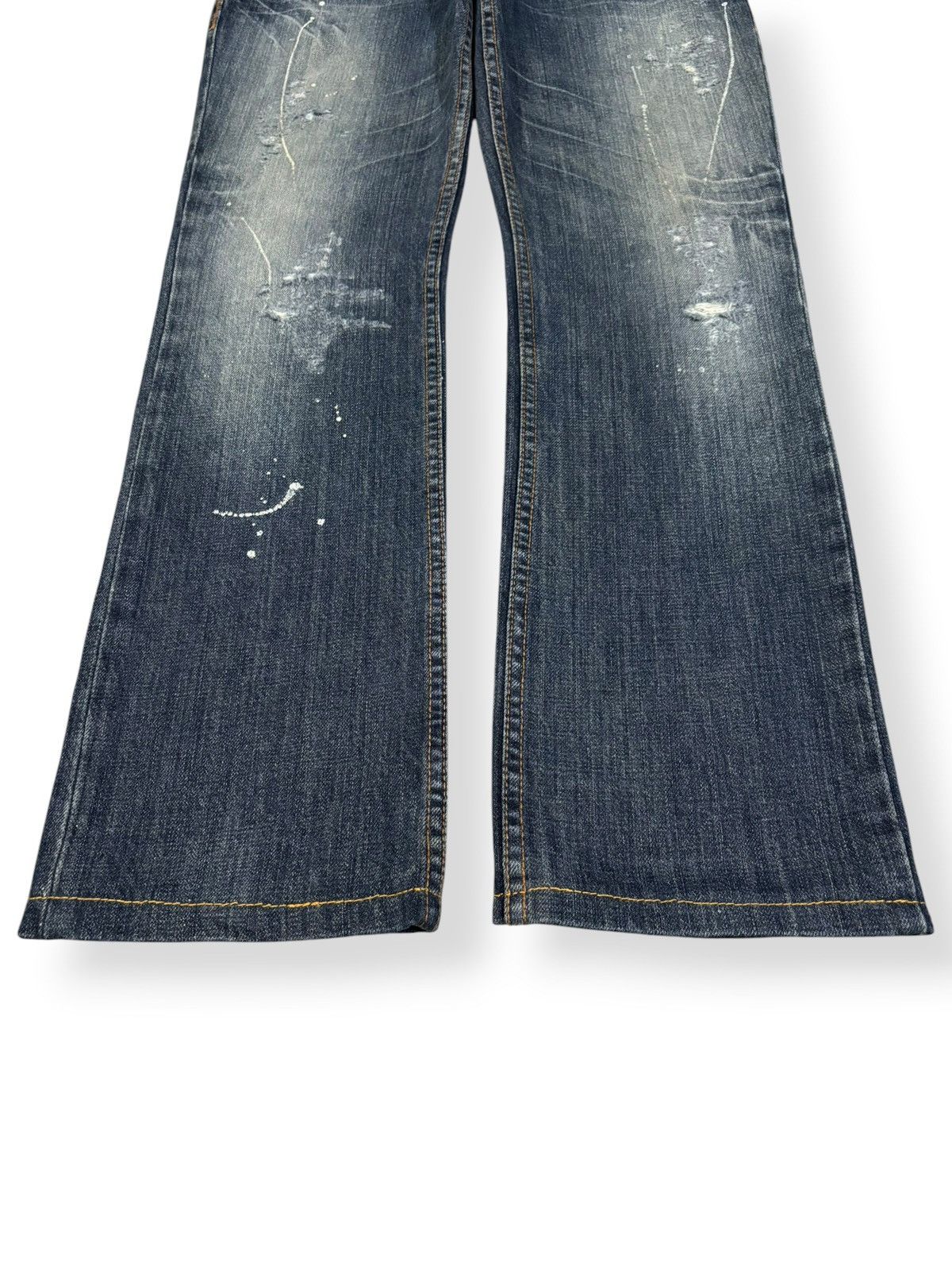 14th Addiction Vintage Steer Blue Whiskers Paint Splatter Distressed Jeans Size US 32 / EU 48 - 6 Thumbnail