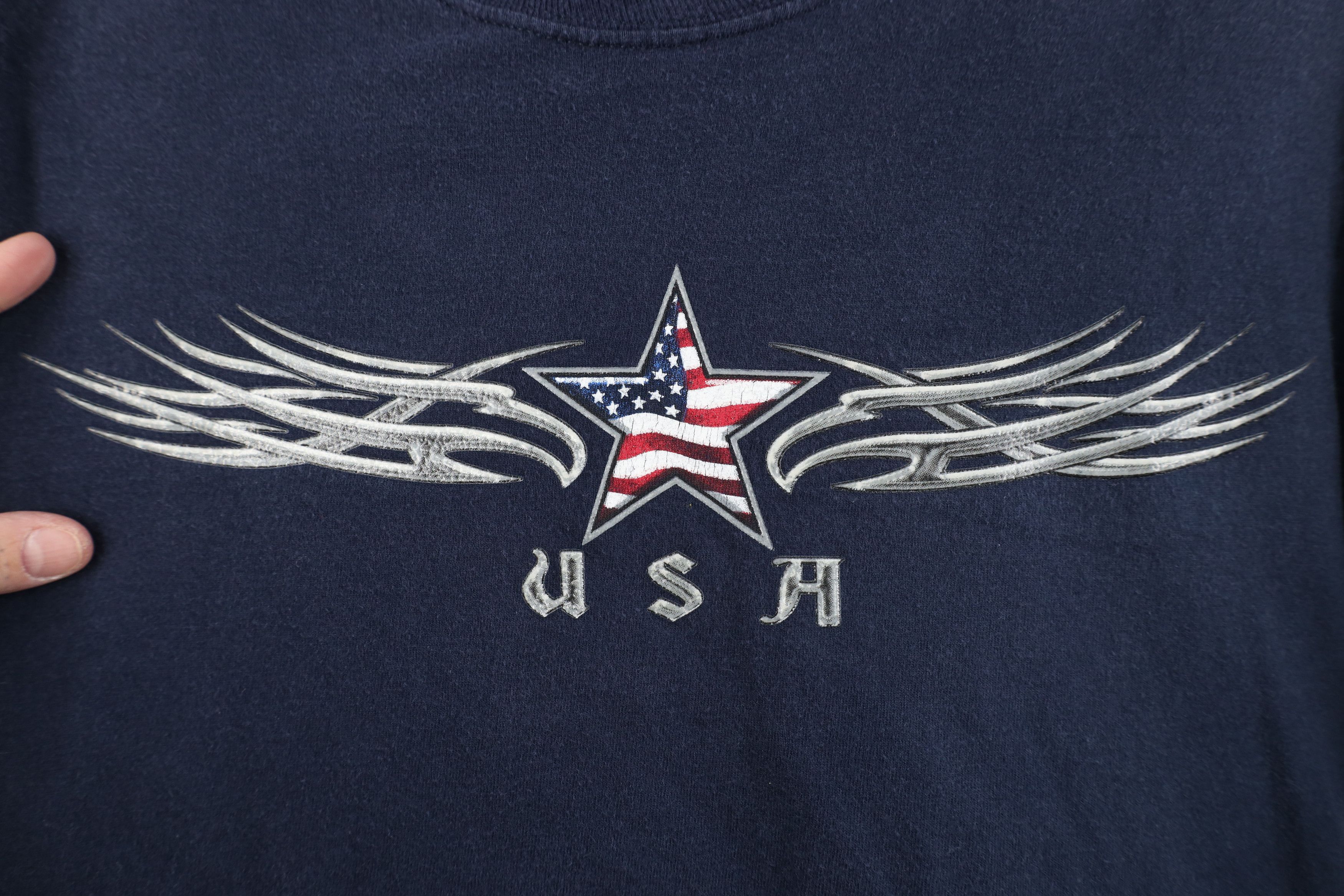 Vintage Vintage 90s Y2K Streetwear Flag Star Tribal Eagle T-Shirt Size US L / EU 52-54 / 3 - 4 Thumbnail